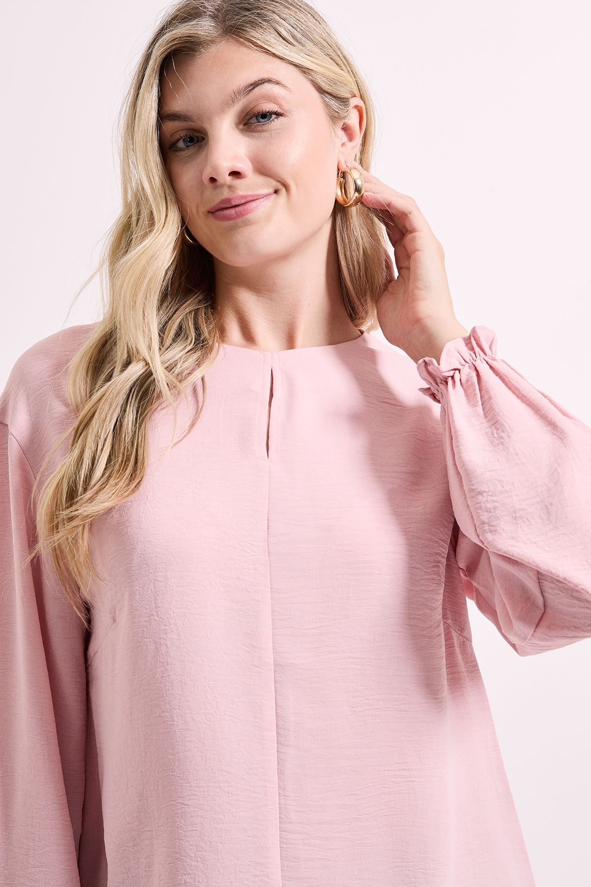 Dorothy Perkins Keyhole Front Long Sleeve Blouse Blush image 3