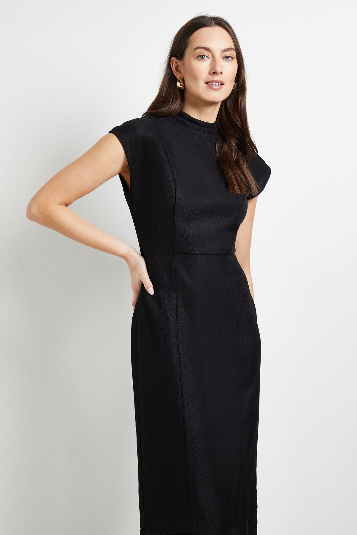 Principles Organza Contrast Tie Back Pencil Dress Black image 2