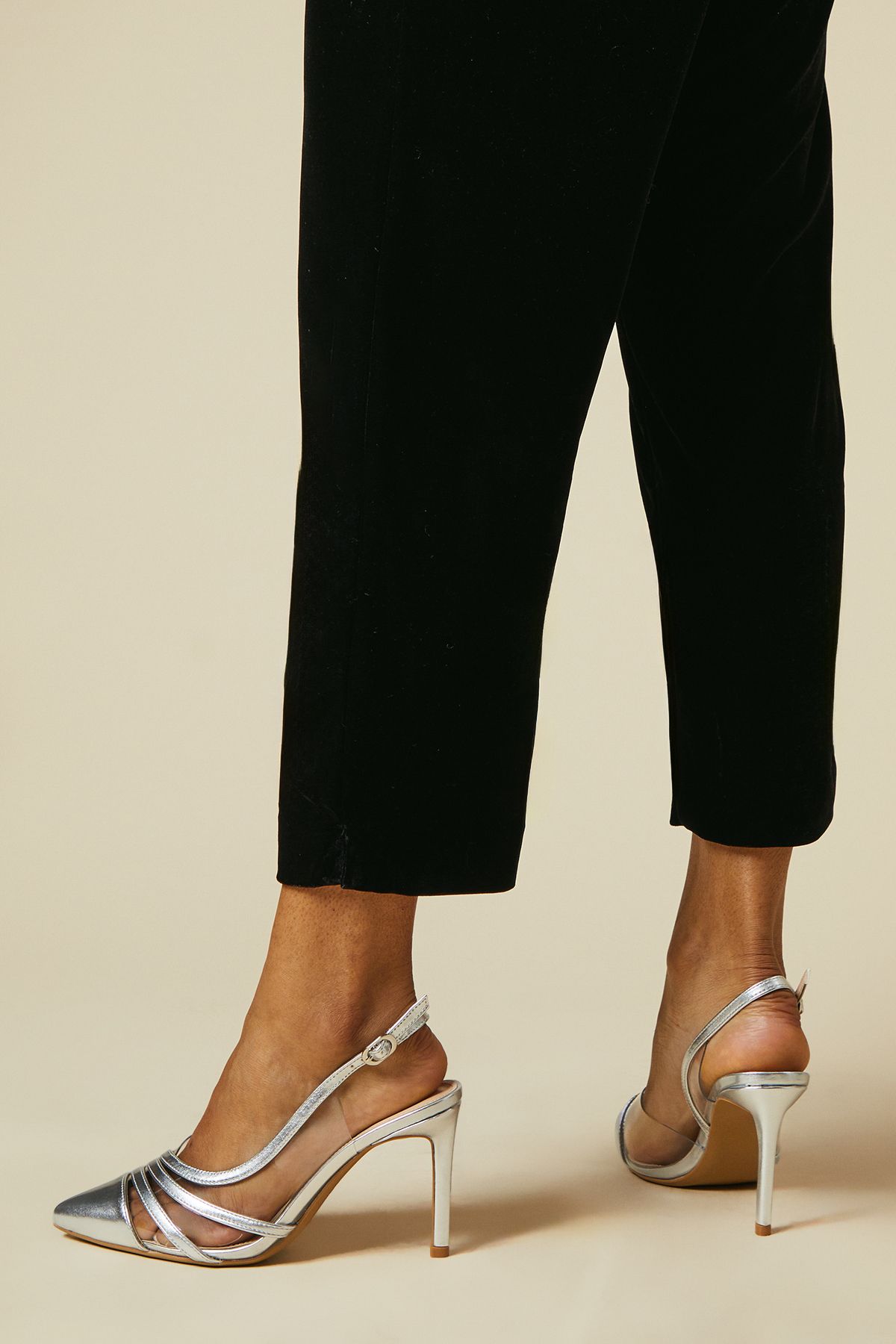 Dorothy Perkins Wide Fit Detroit Slingback Court Shoes Silver image 3