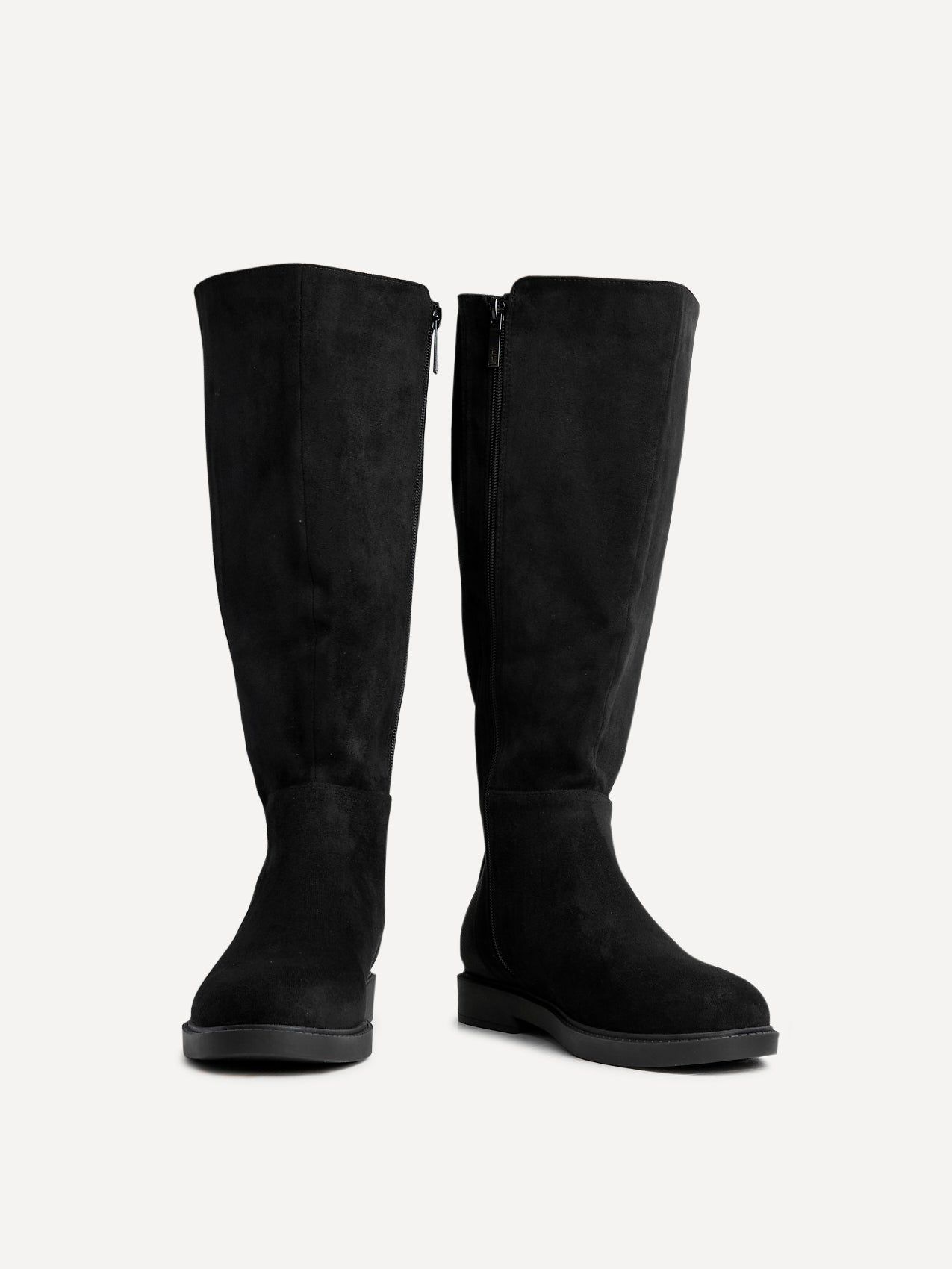 Linzi Steel Wide Fit Black Faux Leather Knee High Stretch Boot image 3