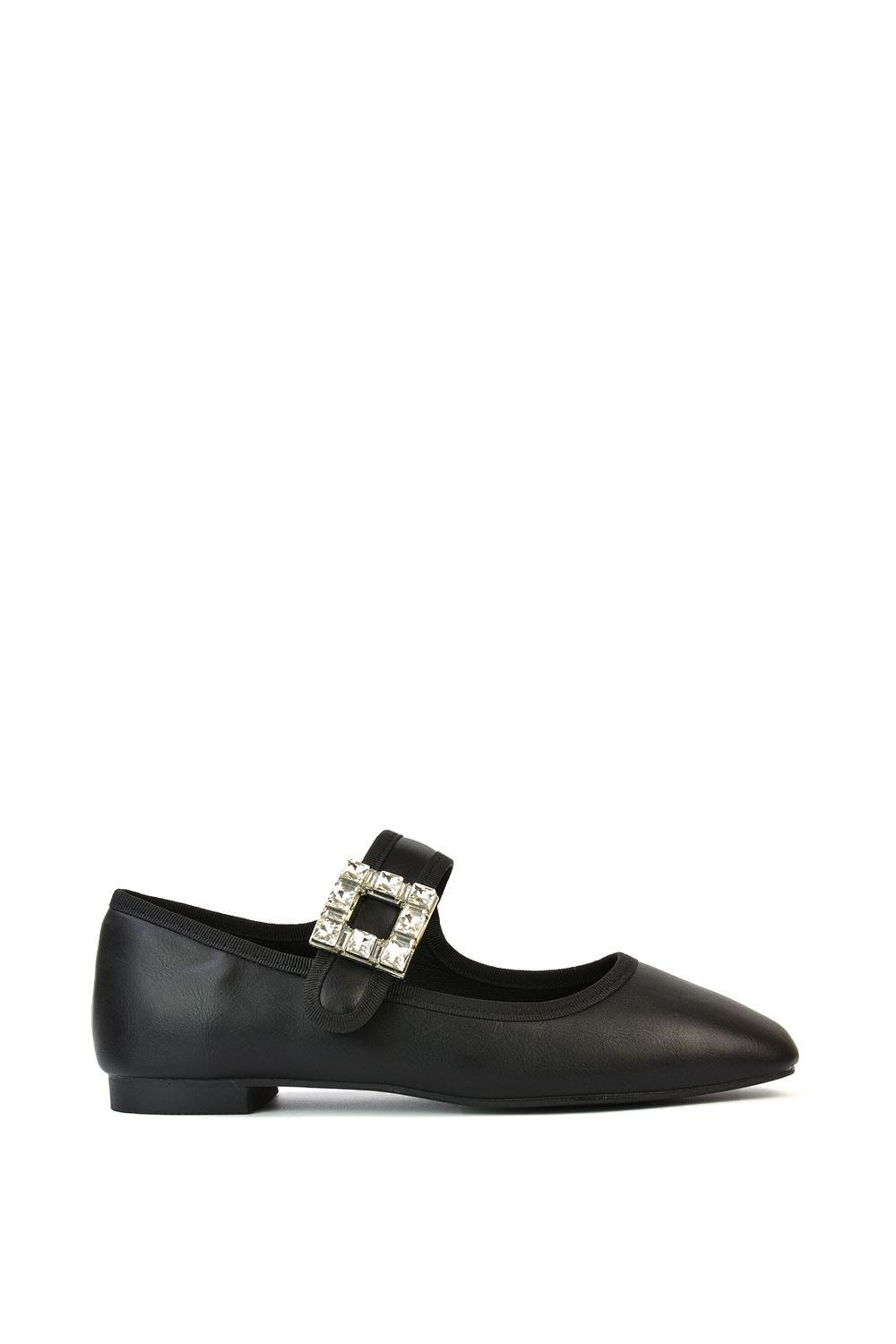 XY London 'Rhyse' Mary Jane Diamante Buckle Square Toe Pumps