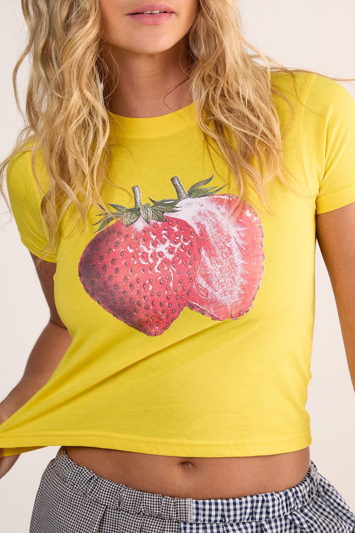 NastyGal Strawberry Graphic Baby T-Shirt Yellow image 4