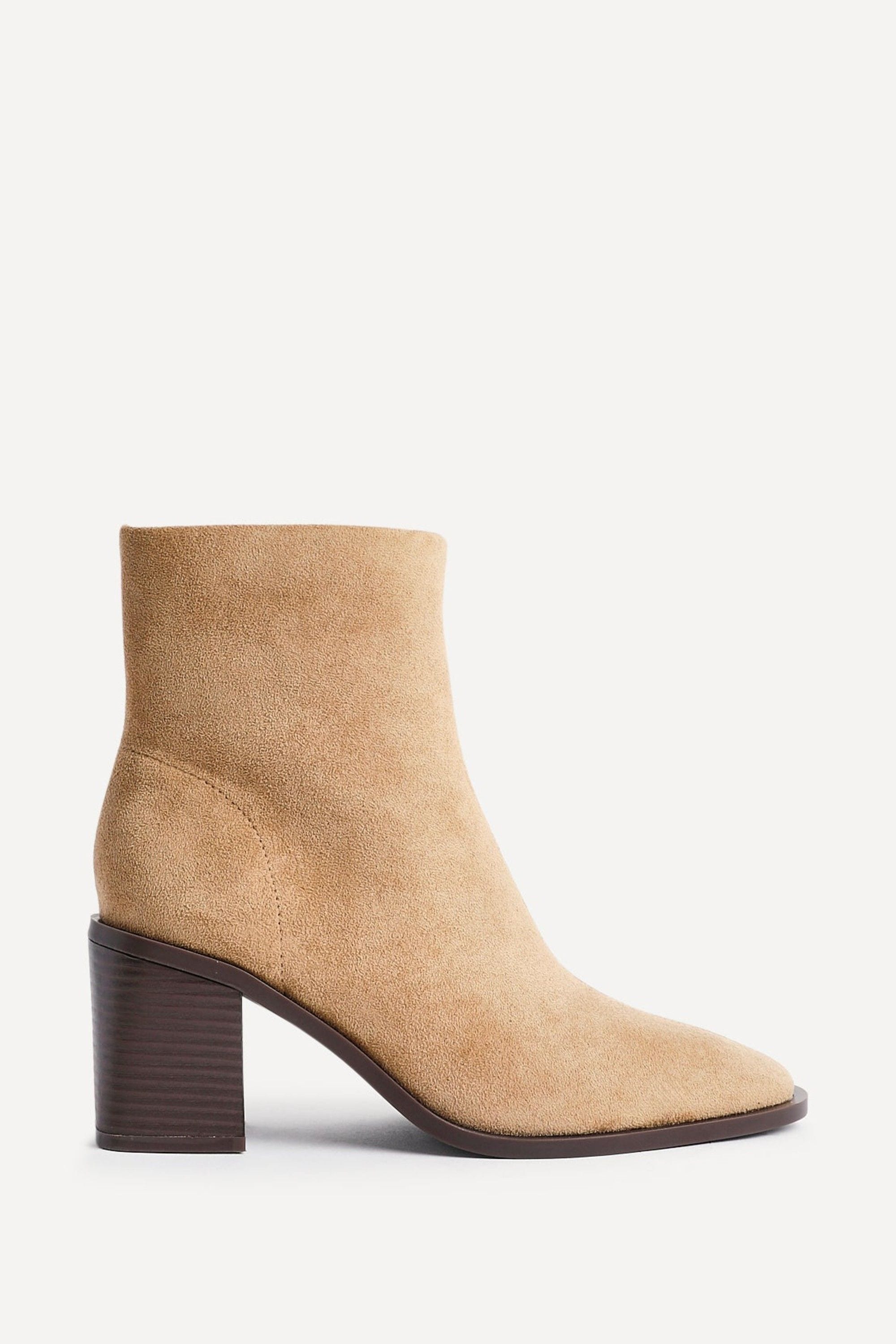 Linzi Orlando Beige Faux Suede Block Heeled Ankle Boot image 1