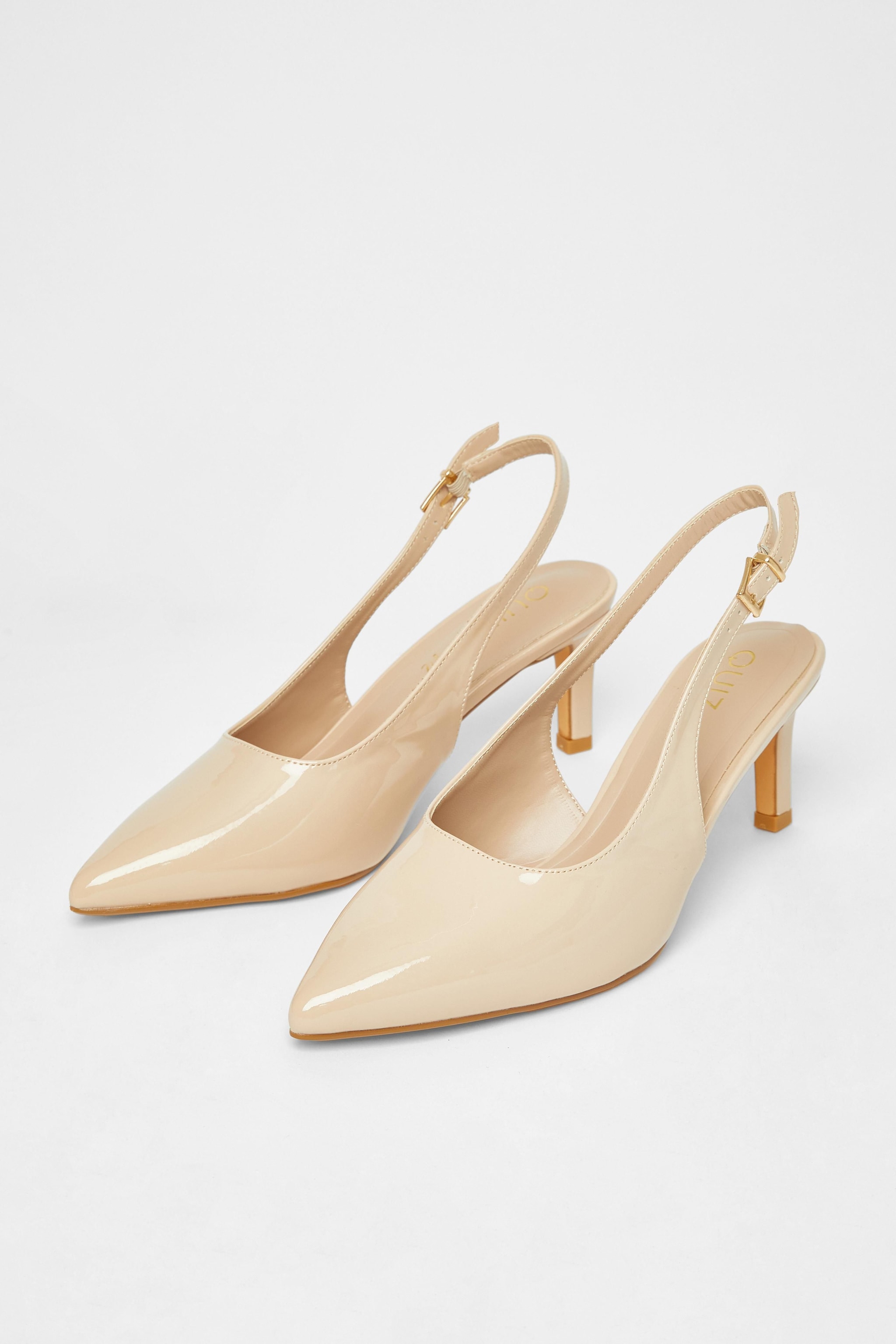 Quiz Nude Wide Fit Slingback Court Heels image 2