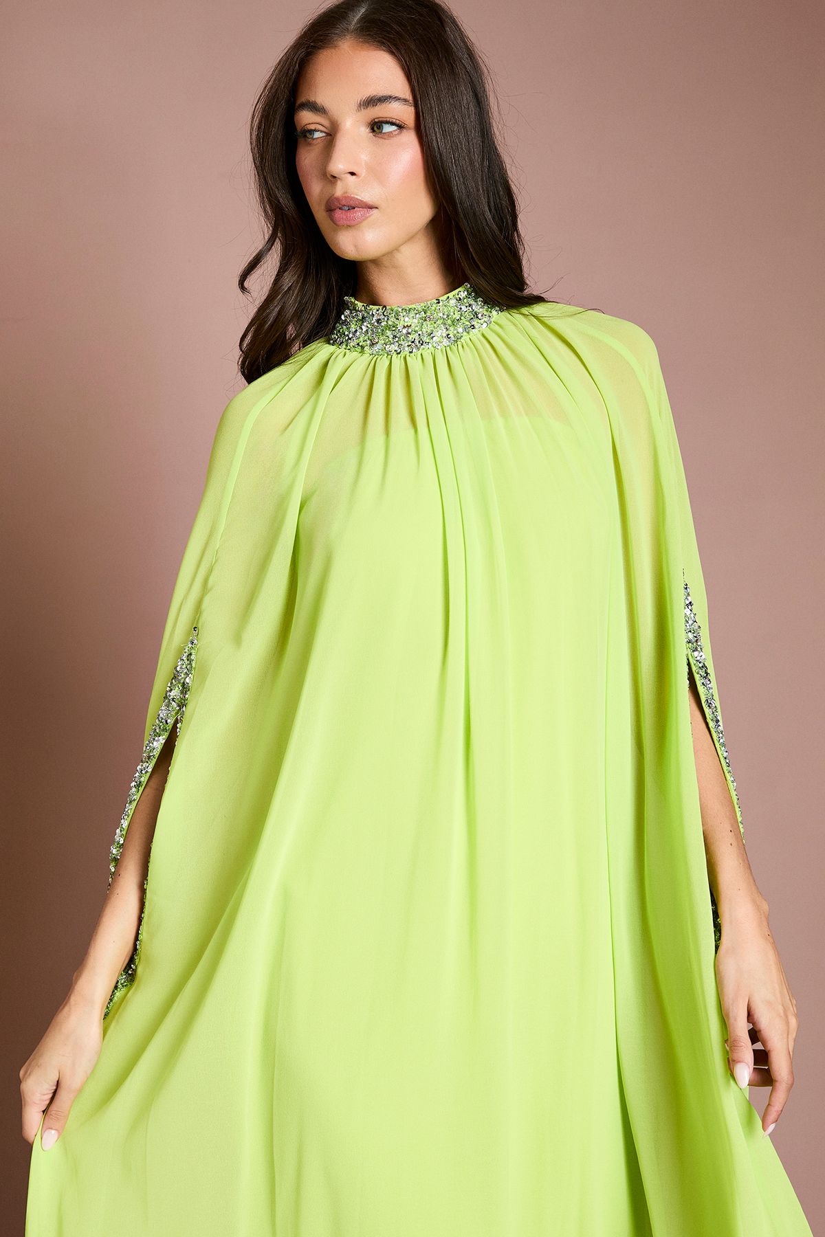 Coast Coast Muse Chiffon Cape Dress Lime image 2