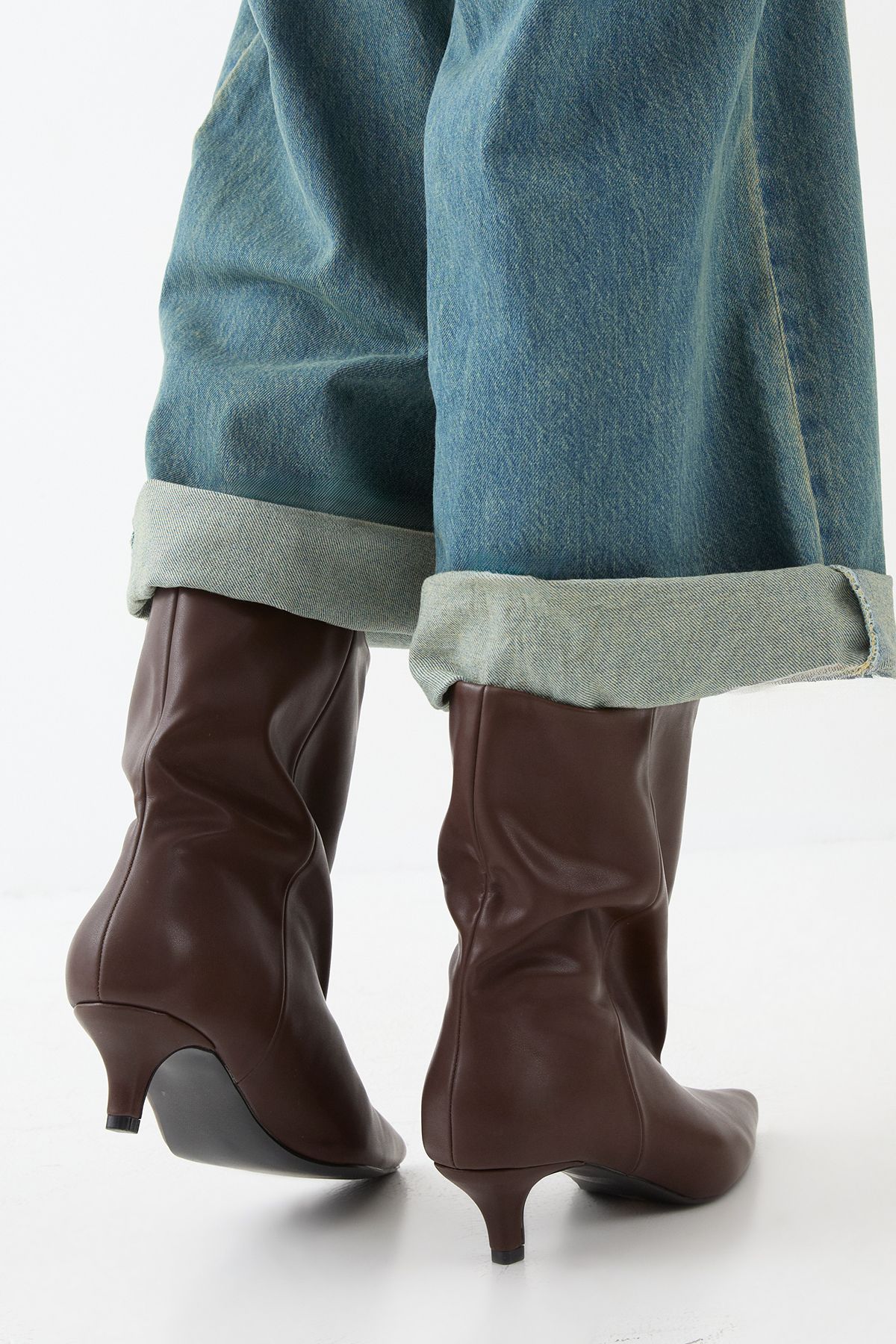 MissPap Low Stiletto Heel Ankle Boots Brown image 3