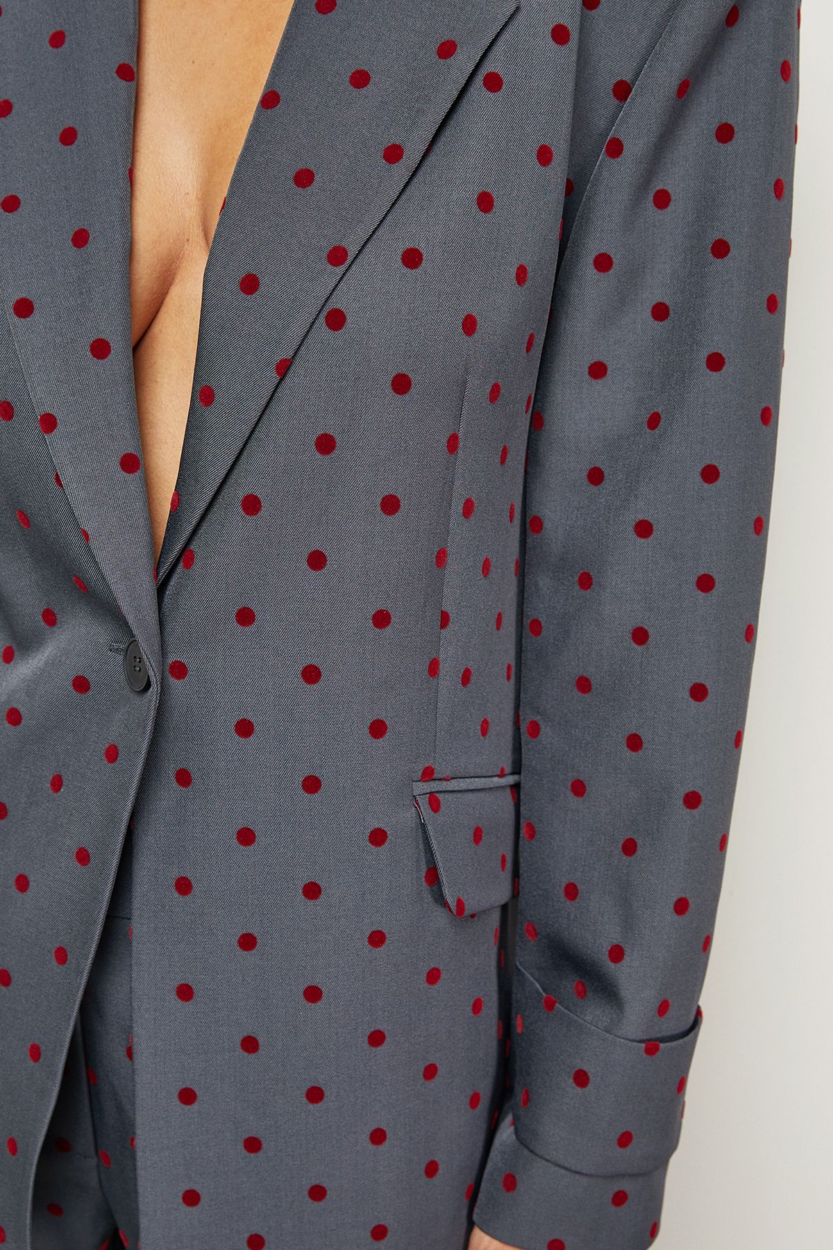 Warehouse Burgundy Velvet Spot Blazer Co-ord Grey image 5
