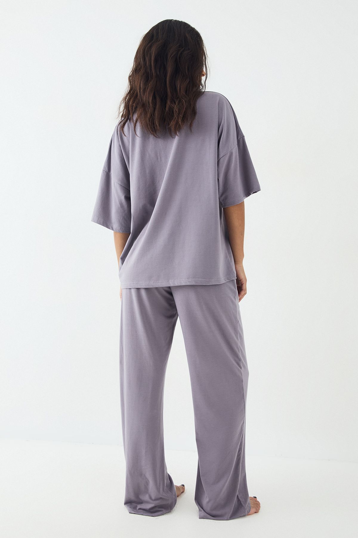 DSGN Studio DSGN Studio Lounge Supersoft Wide Leg Trouser Mauve image 2