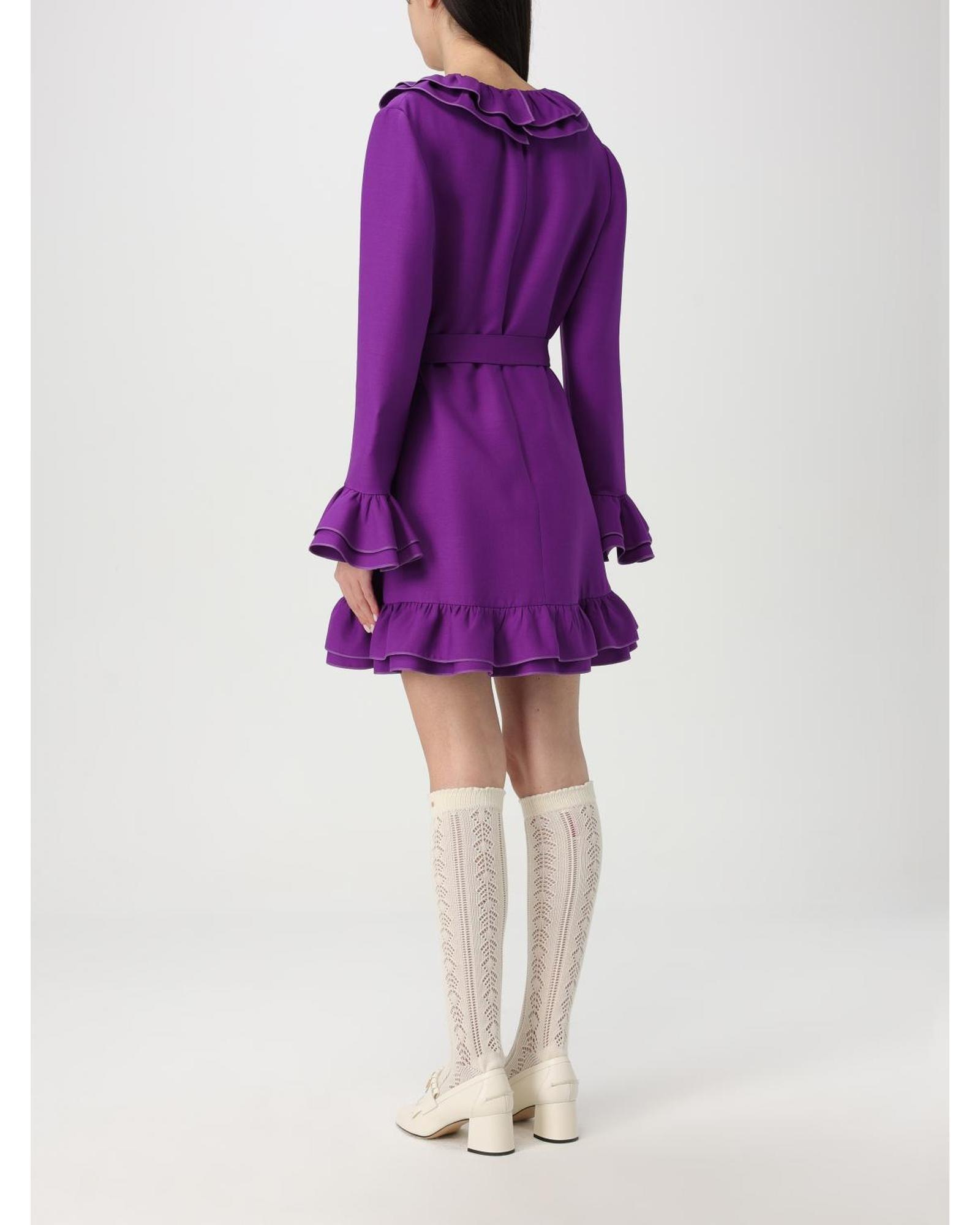 Valentino Ruffled Mini Dress ALine Wo - Violet Dresses image 2