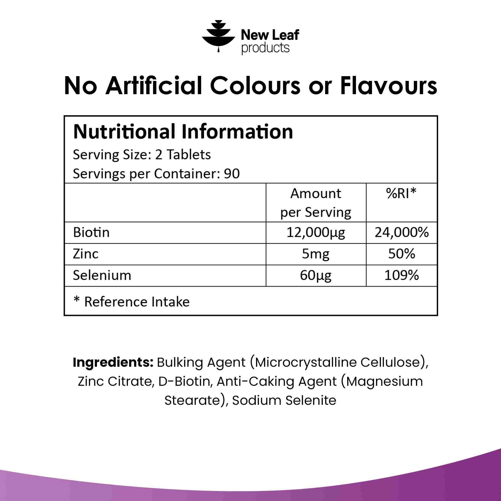 New leaf health Biotin Hair Growth Vitamins 12000 mcg - With Zinc & Selenium image 6