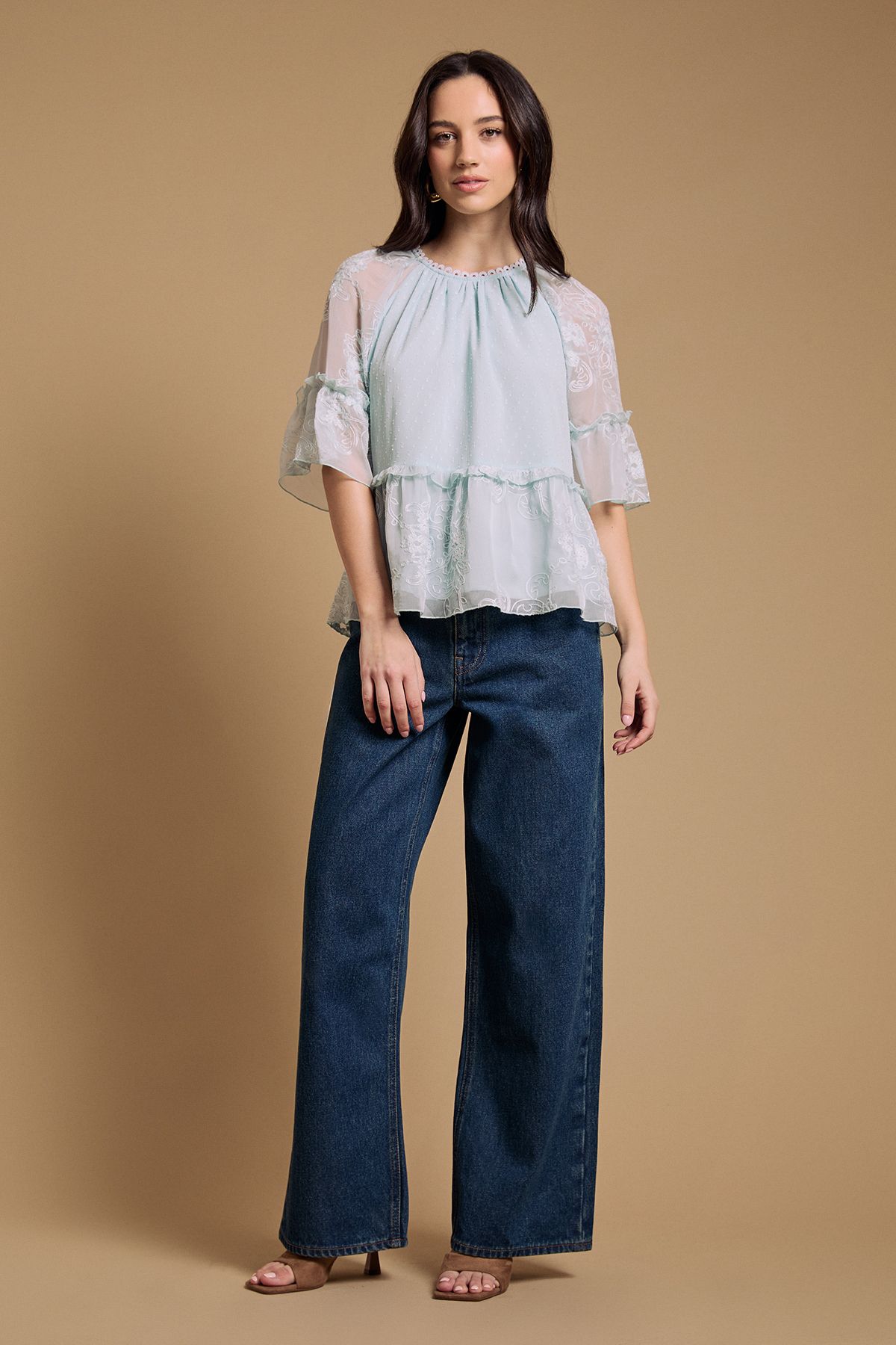 Oasis Chiffon Peplum Blouse Baby Blue image 4