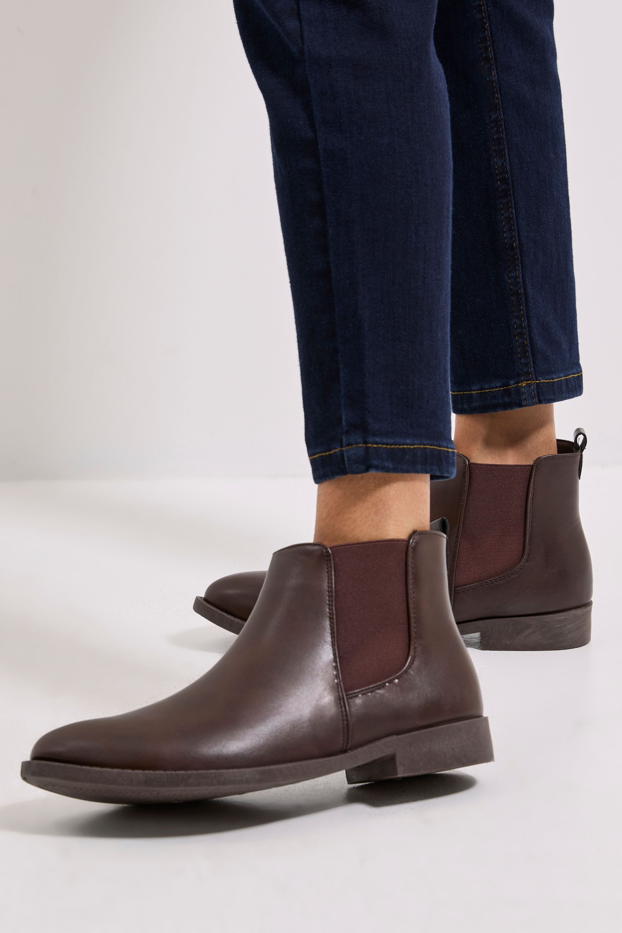 Dorothy Perkins Wide Fit Megs Flat Chelsea Boots Brown image 1