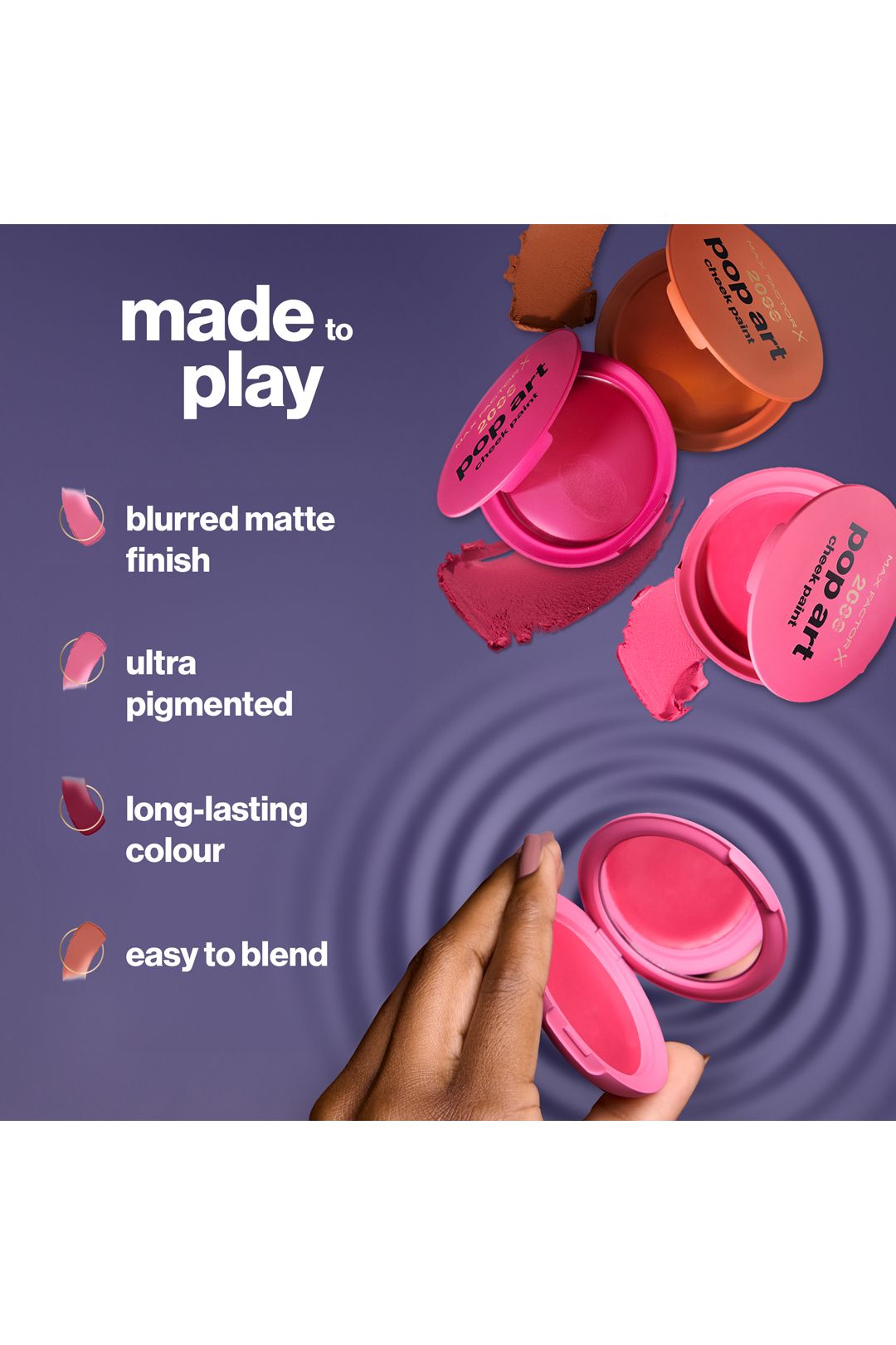 Max Factor 2000 Calorie Pop Art Cheek Paint Blusher 5g Tone image 4