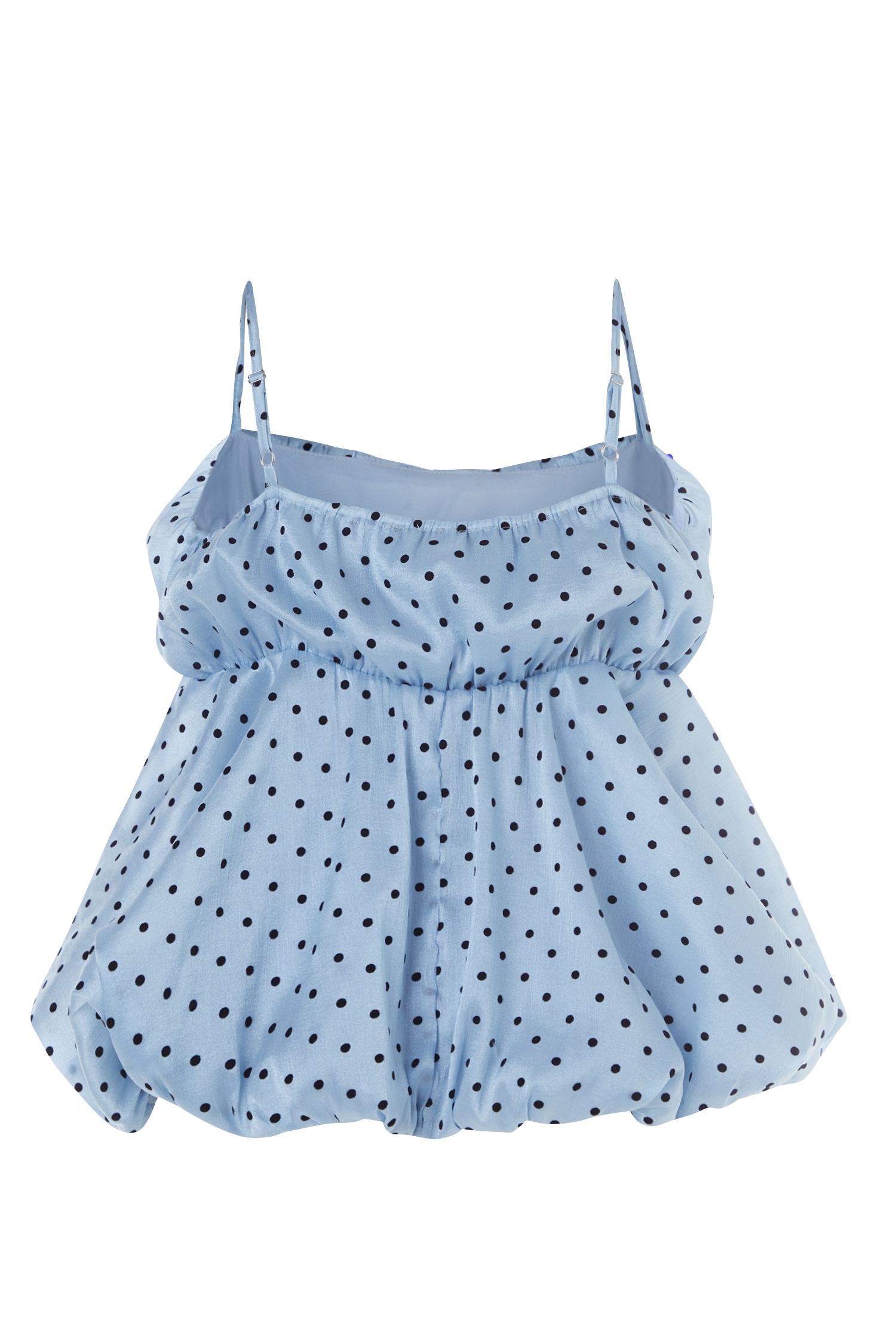NastyGal Plus Flocked Polka Dot Bubble Hem Longline Cami Top Blue image 2
