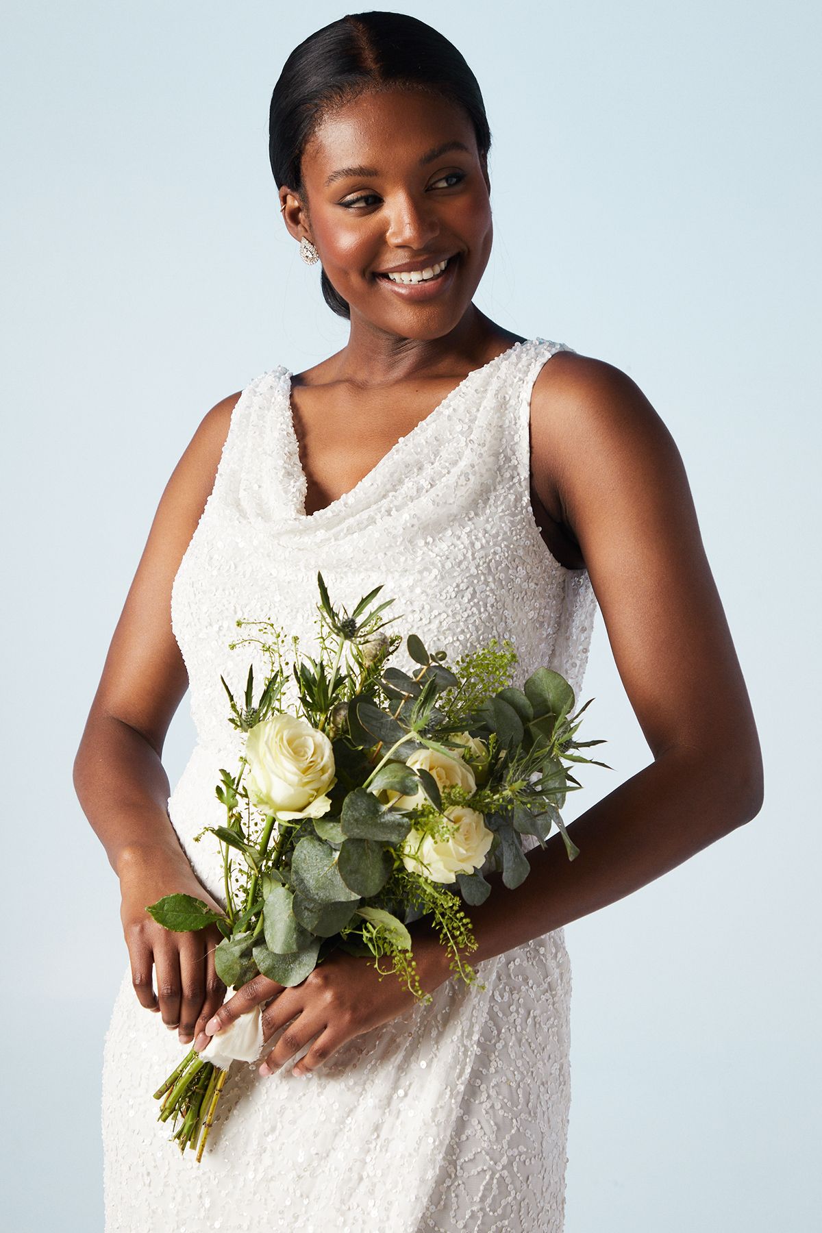 Coast Embellished Cowl Back Wrap Wedding  Dress Ivory image 4