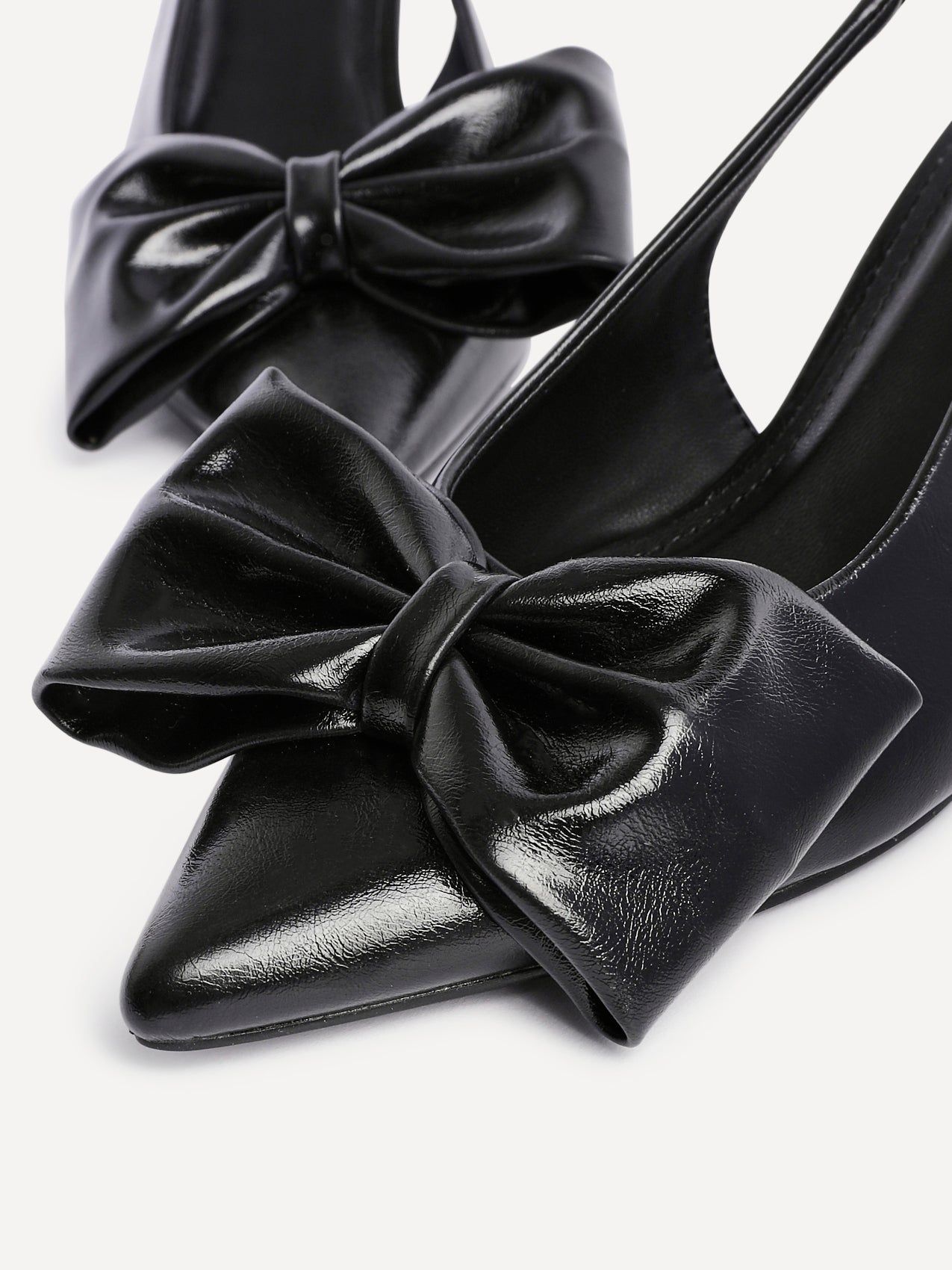 Linzi Merlot Black Faux Leather Slingback Court Heels image 4