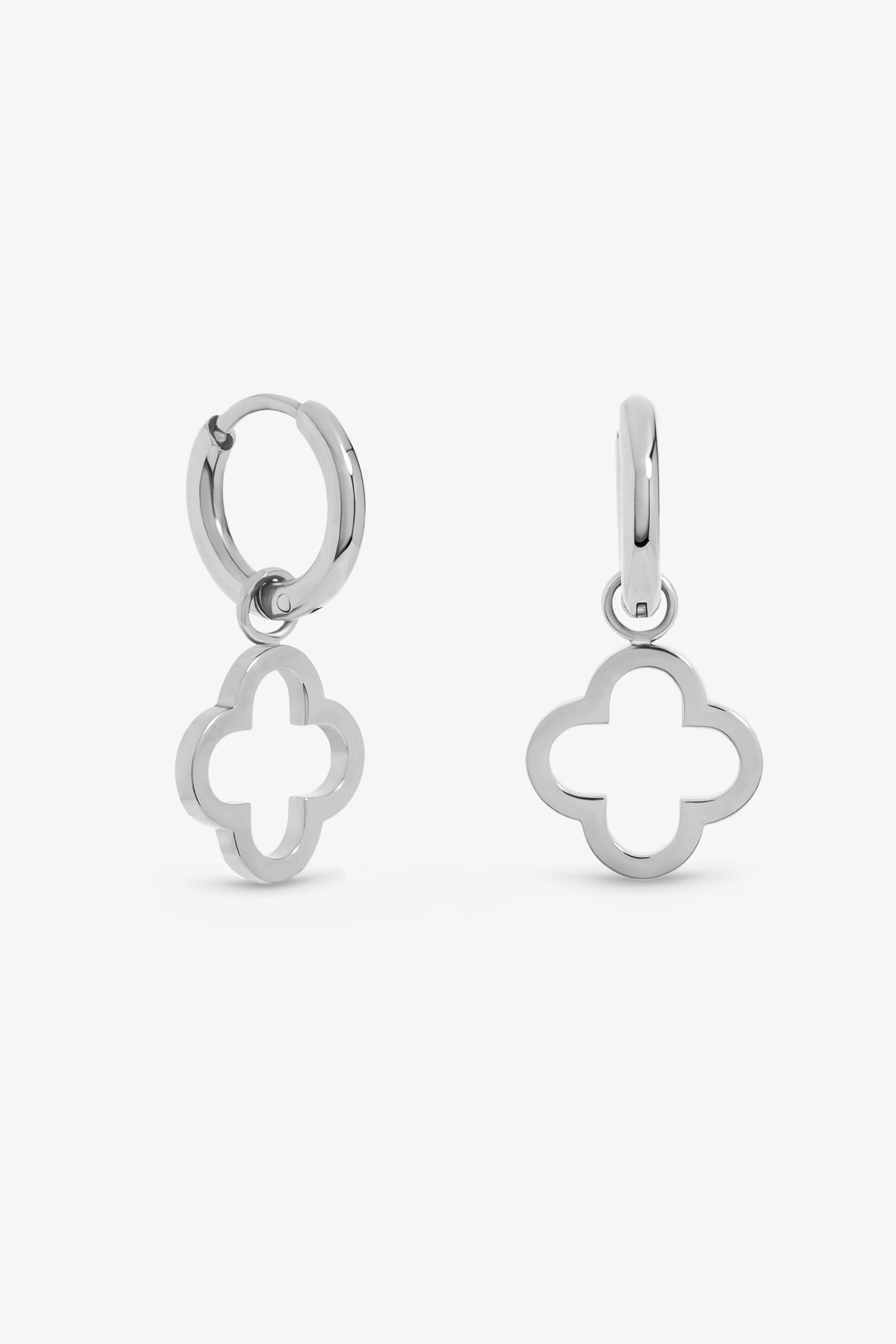 Jon Richard Sterling Silver Plated Waterproof Clover Huggie Earrings image 1
