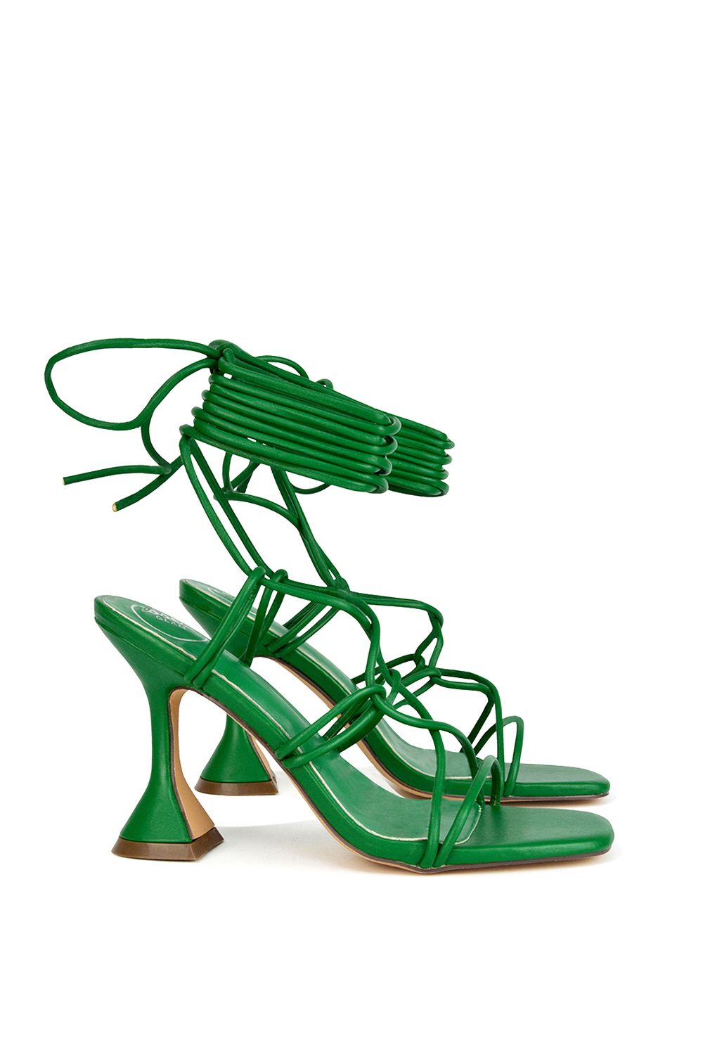 XY London 'Briar' Lace up Square Toe Sculptured Mid High Heels image 3