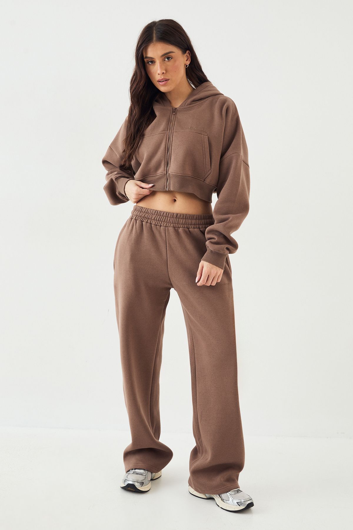 DSGN Studio DSGN Studio Boxy Crop Zip Through Hoodie Mocha image 3