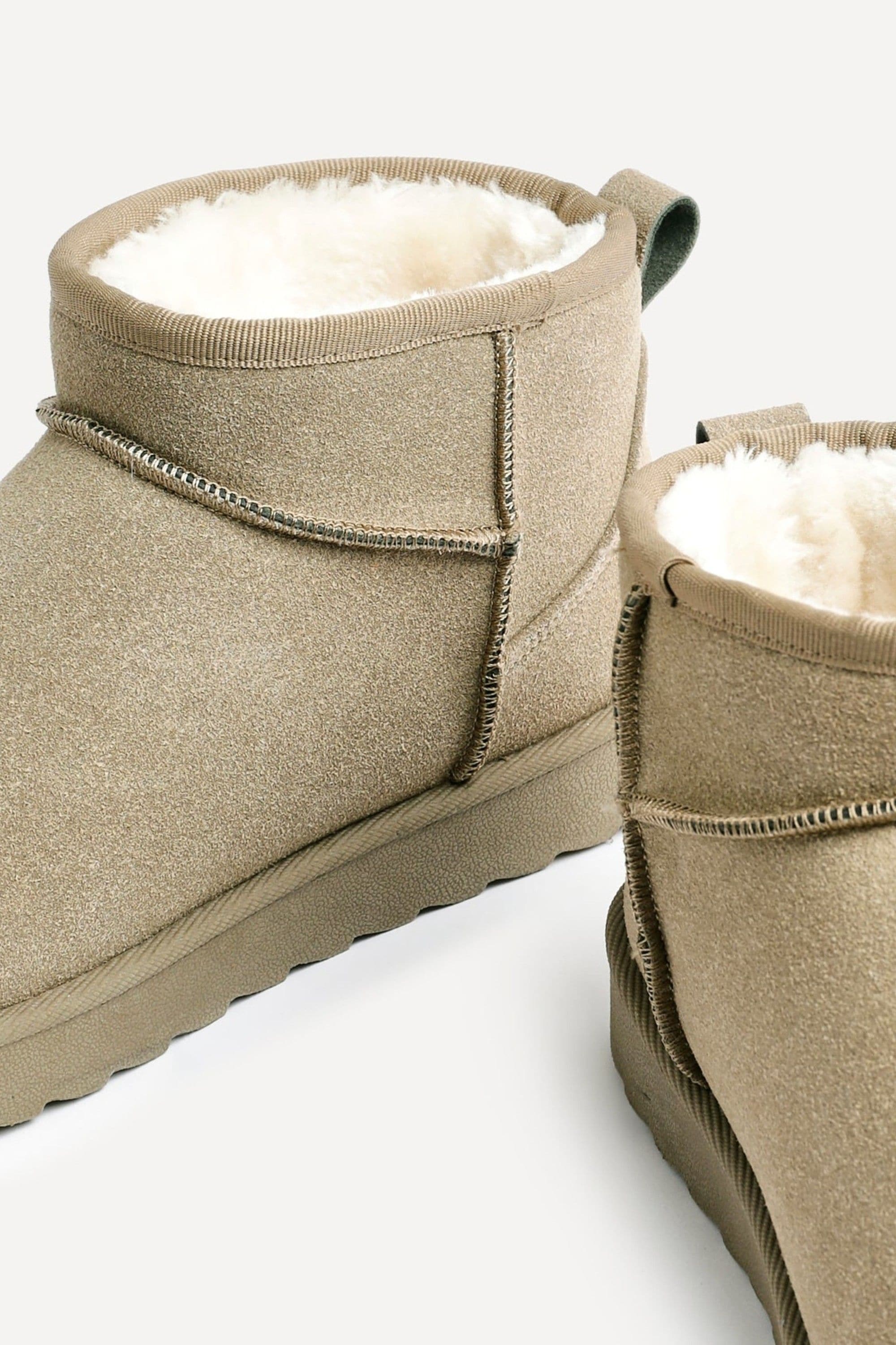 Linzi Ultra Mini Addy Khaki Faux Suede Faux Fur Lined Ultra Mini Ankle Boot image 5