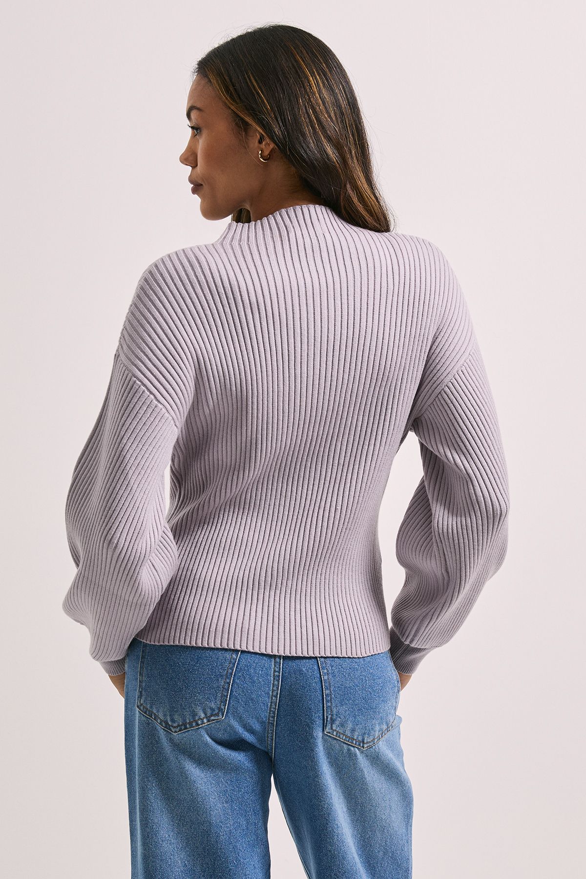 Dorothy Perkins Funnel Neck Balloon Sleeve Jumper Mauve image 3