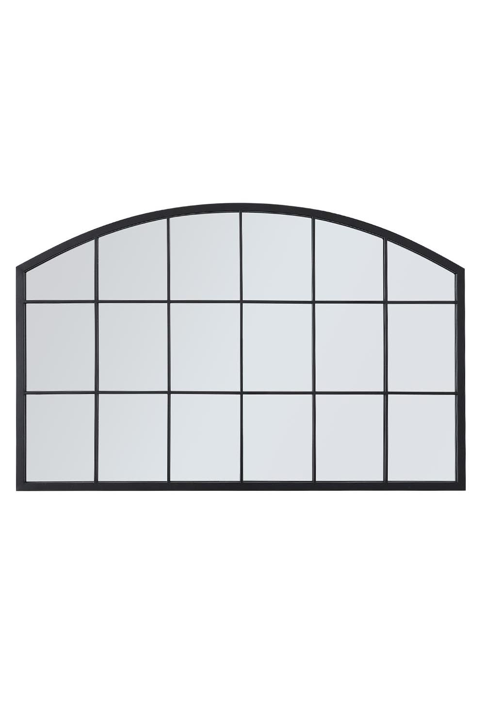 Living and Home Modern Black Metal Arched Grid Decor Window Mirror, 110cm W x 70cm H image 4