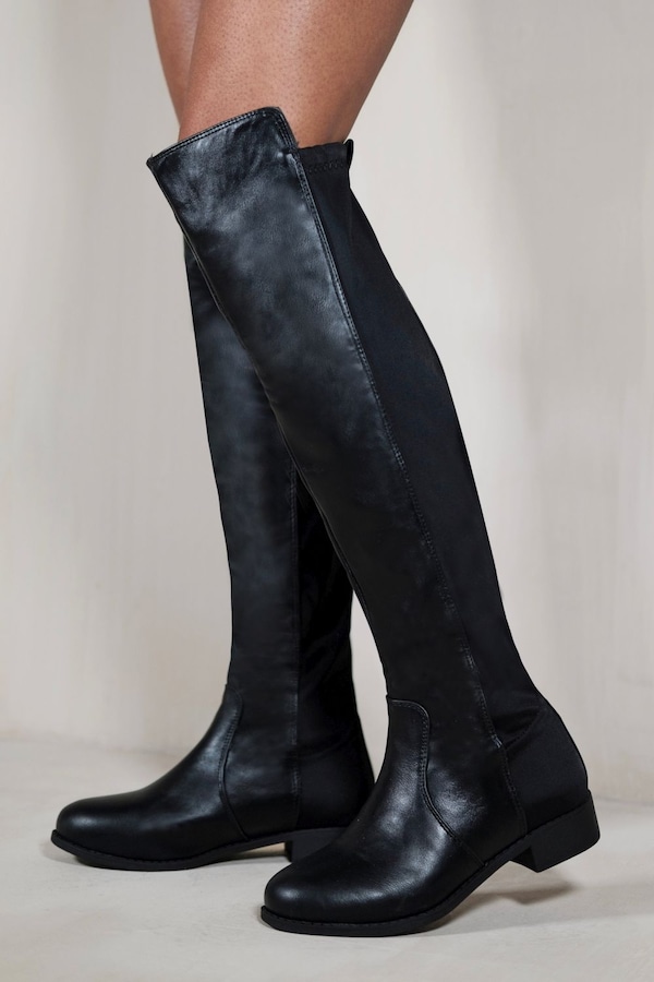 Where's That From 'Diem' Over Тhe Knee Pull On Boots with Low Heel
