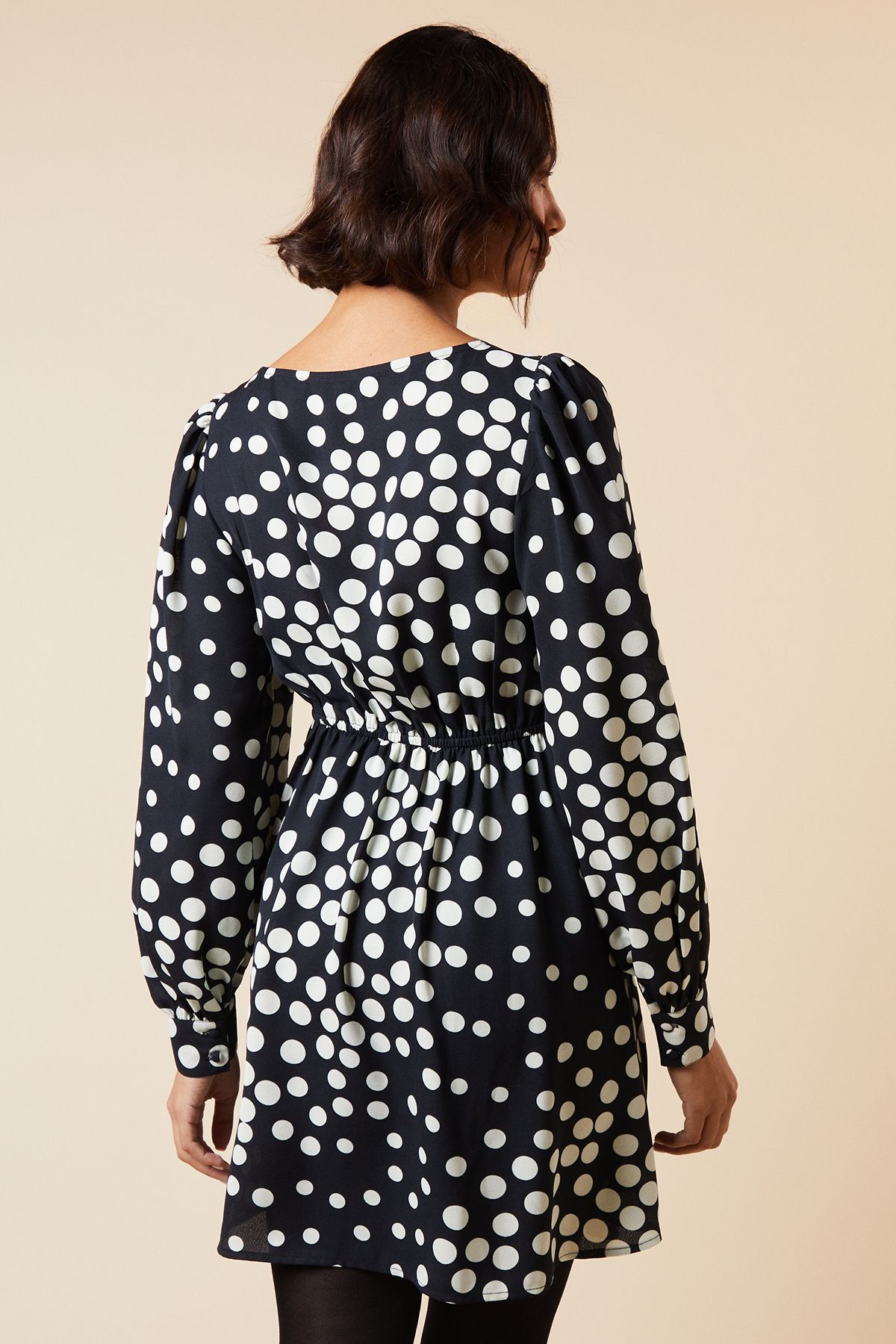 Dorothy Perkins Black Spot Button Front Mini Dress Black image 3