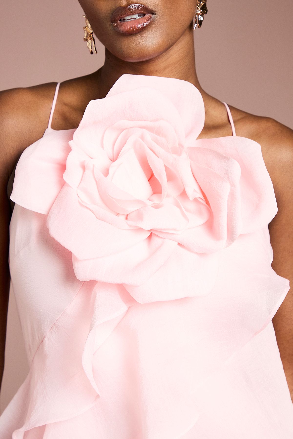 Coast 3D Organza Tiered Midaxi Dress Pink image 5