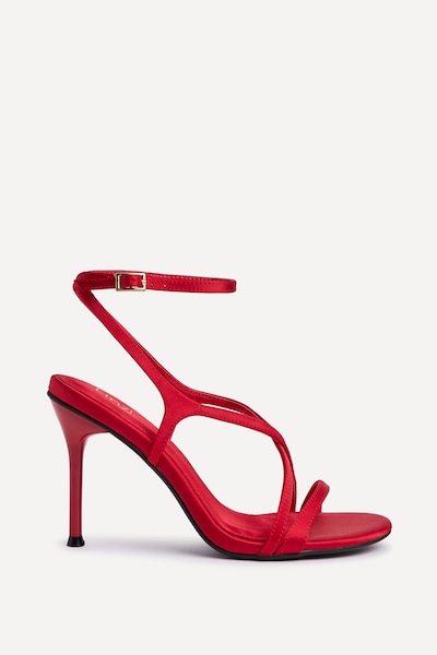 Linzi Taliya Red Satin Strappy Stiletto Heels