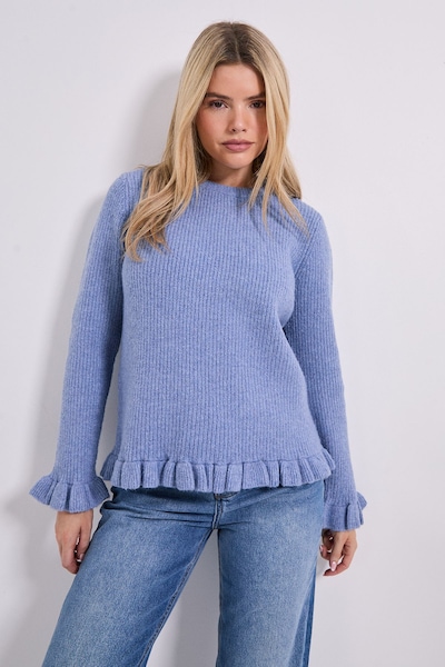 Dorothy Perkins Ribbed Ruffle Cuff Jumper Light Blue