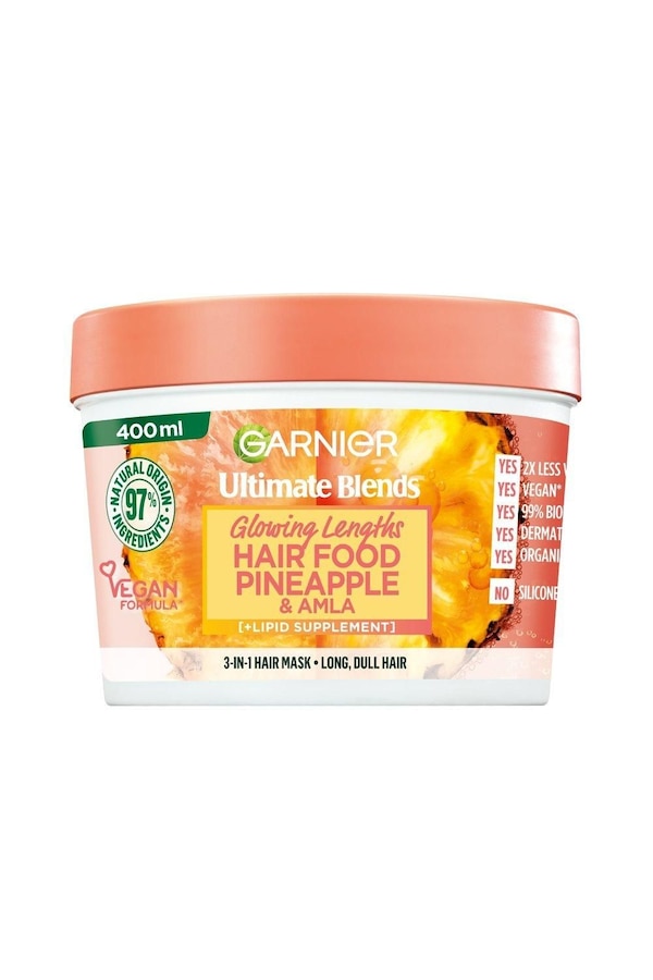 Garnier Ultimate Blends Glowing Lengths Pineapple & Amla Hair Food 3-in-1 Hair Mask Treatment Multi