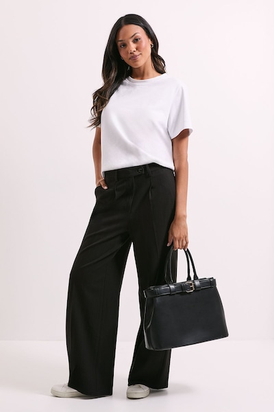 Dorothy Perkins Pinstripe Wide Leg Trouser Black