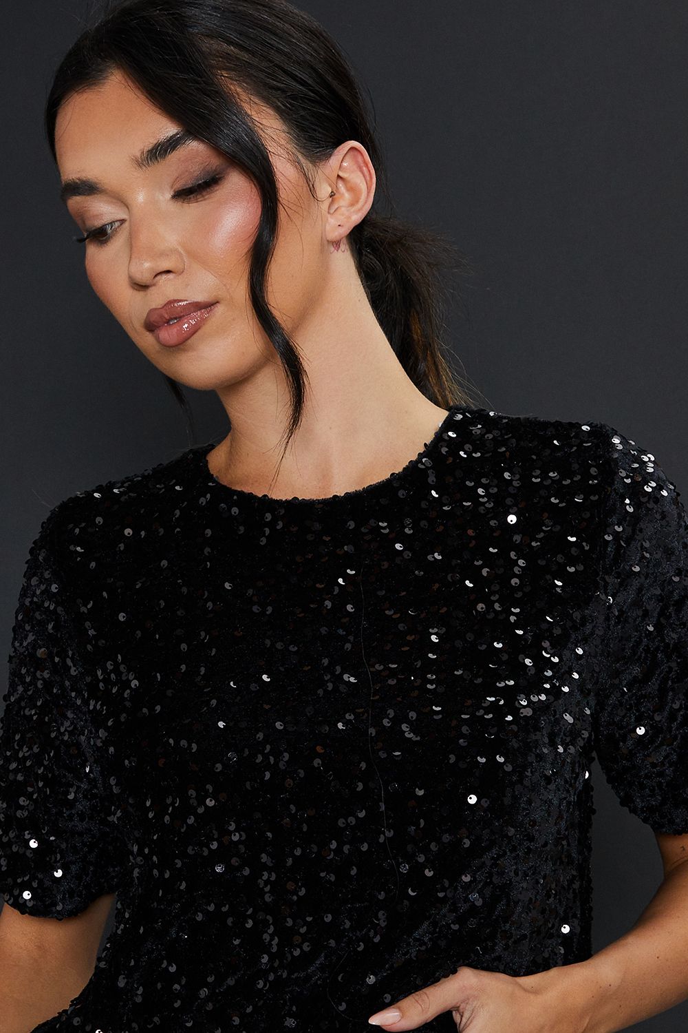 Dorothy Perkins Sequin T-shirt Black image 4