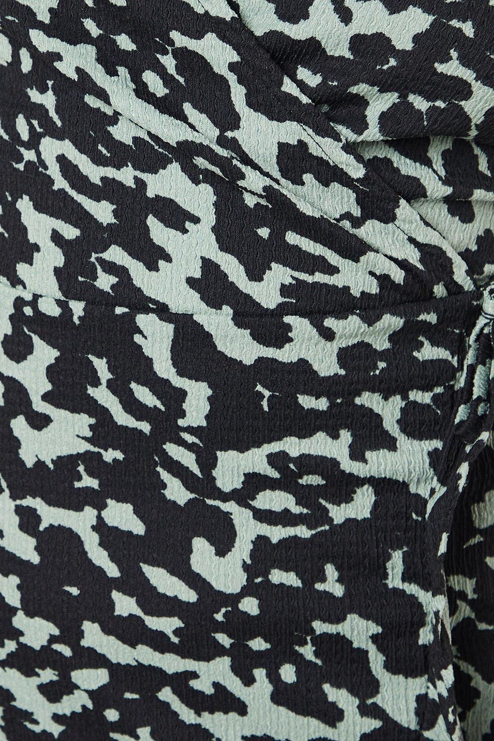 Dorothy Perkins Petite Khaki Animal Wrap Mini Dress Khaki image 5