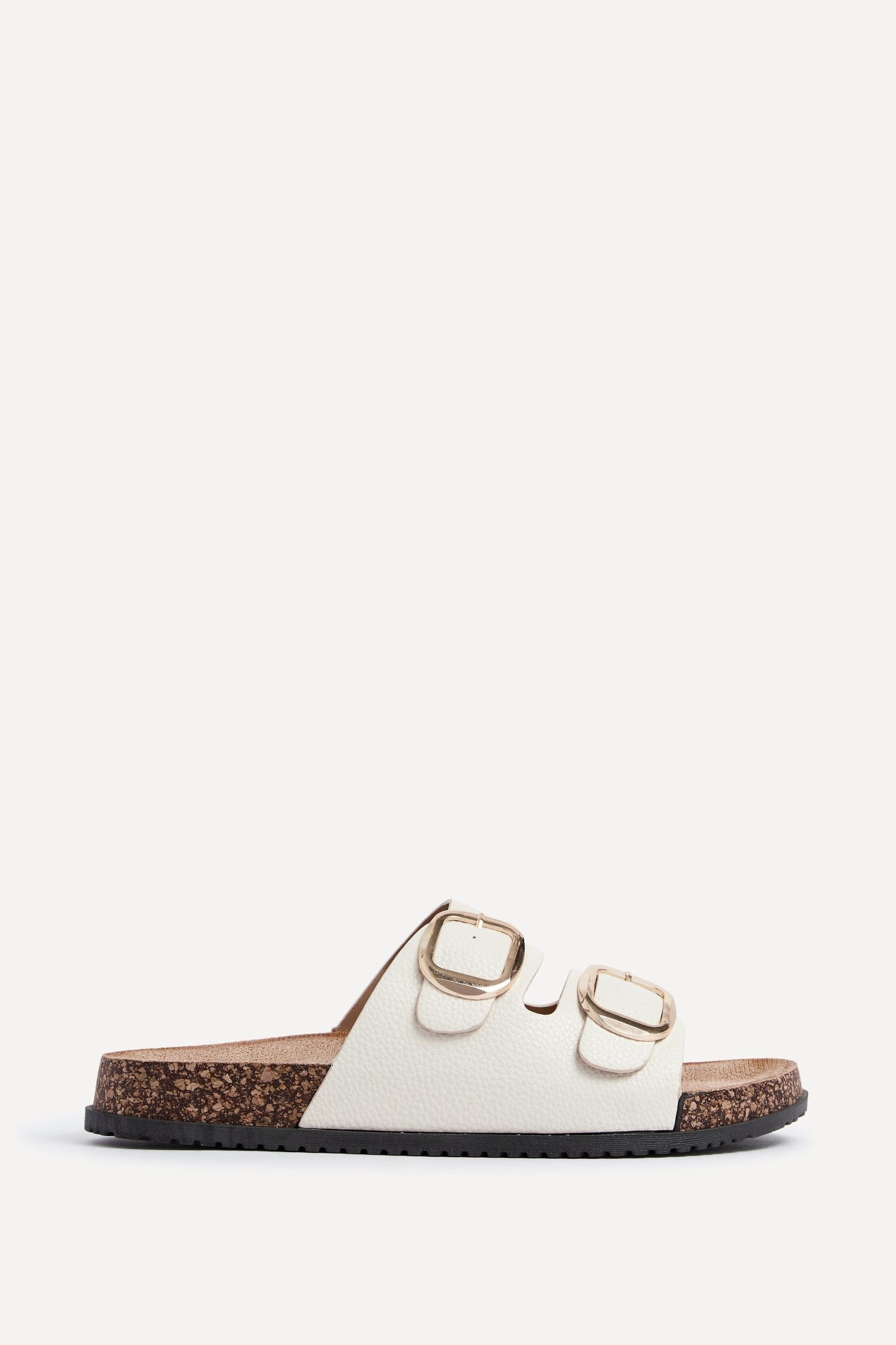 Linzi Tatum Beige Double Buckle Slider Sandals image 1