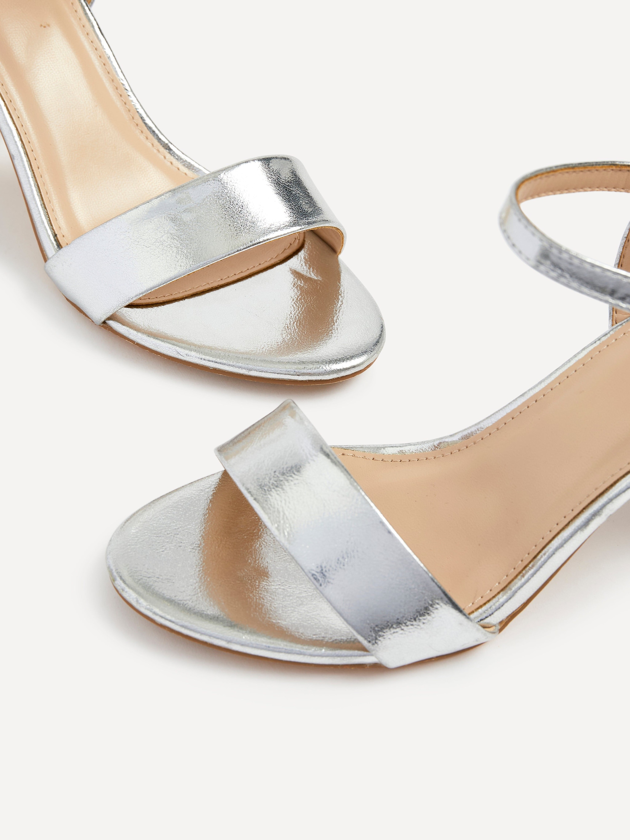 Linzi Skyline Silver Faux Leather Open Back Barely There Block Heeled Sandal image 4