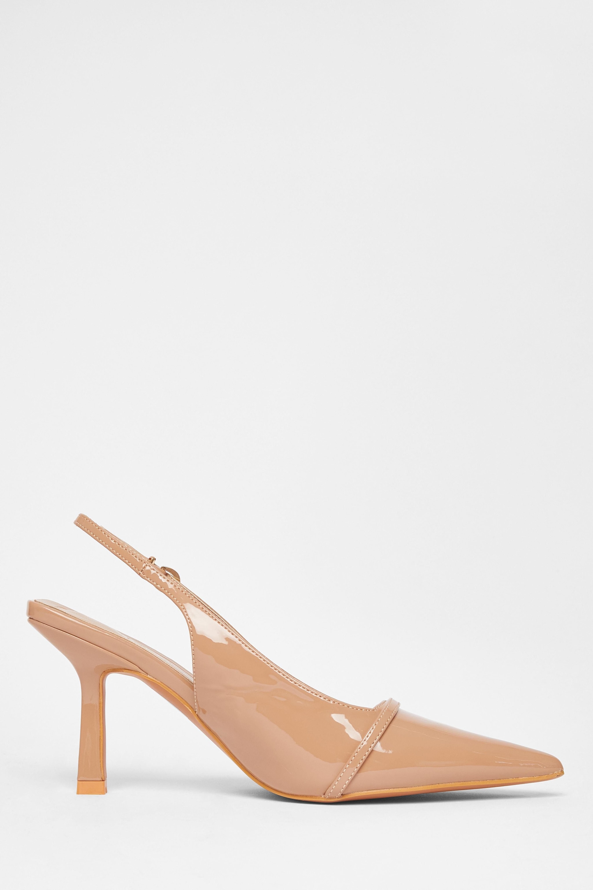 Quiz Nude Wide Fit Slingback Court Heels image 5