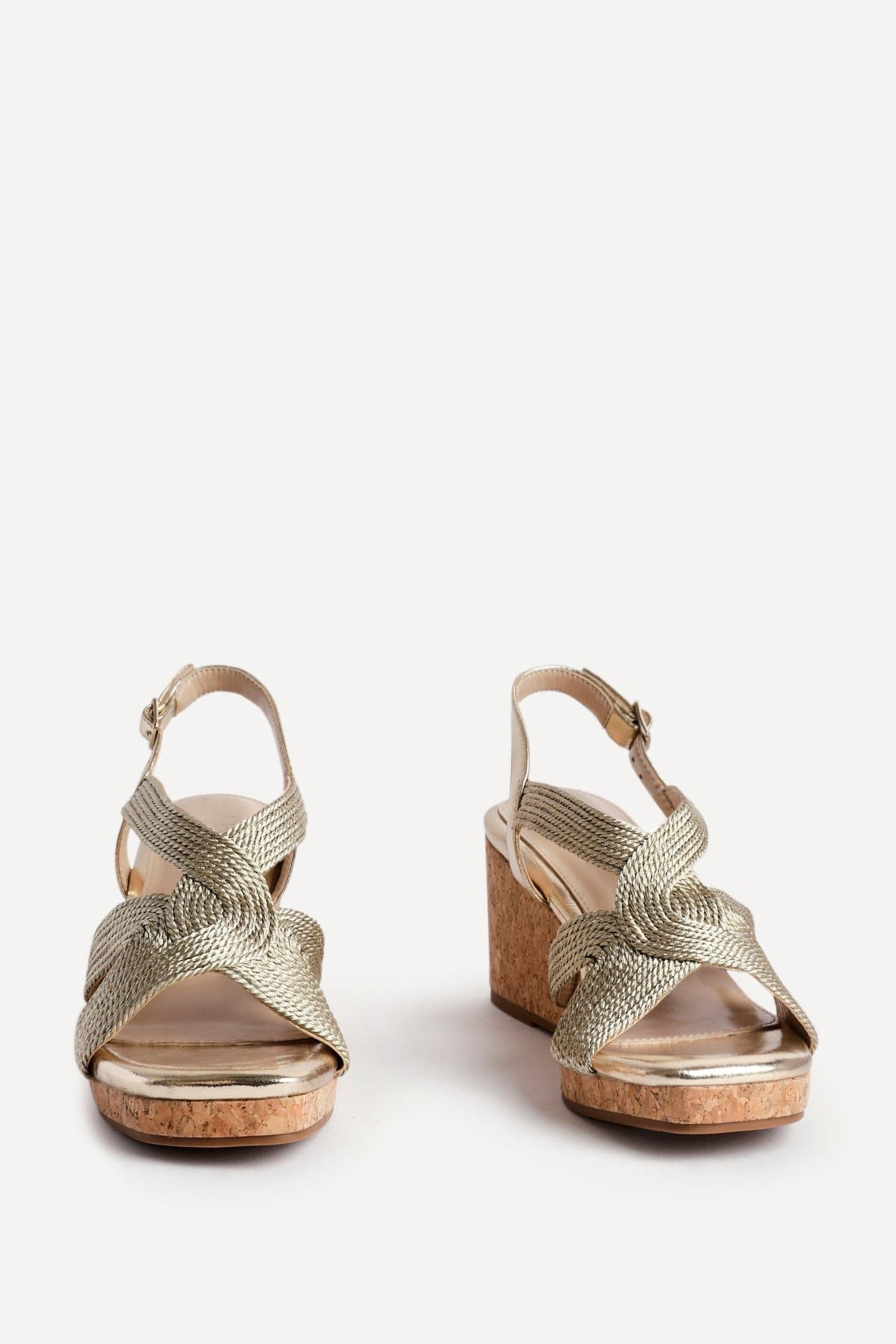 Linzi Destined Gold Woven Design Cork Wedges image 3