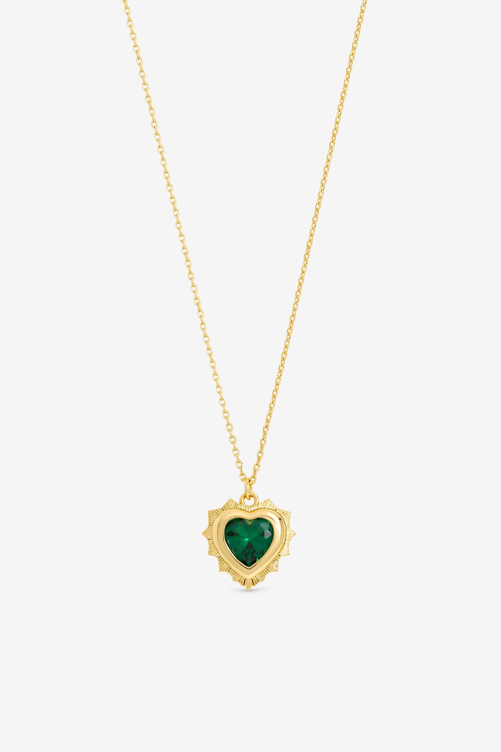 Jon Richard 14Ct Real Gold Plated Heart Birthstone Pendant - May - Gift Boxed image 2