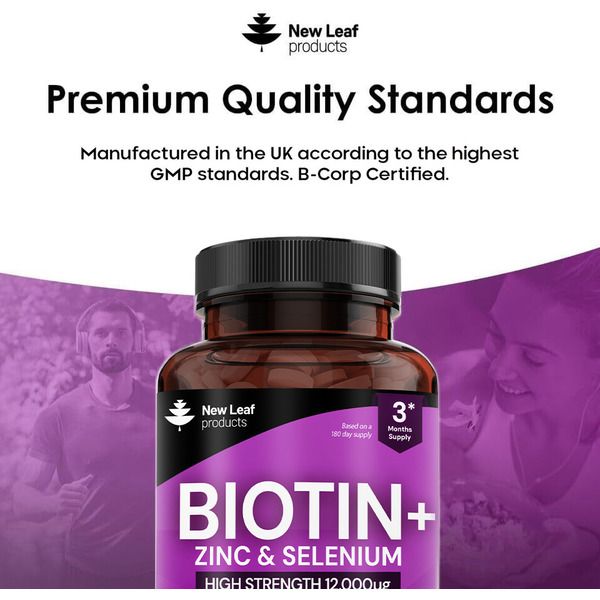 New leaf health Biotin Hair Growth Vitamins 12000 mcg - With Zinc & Selenium image 5