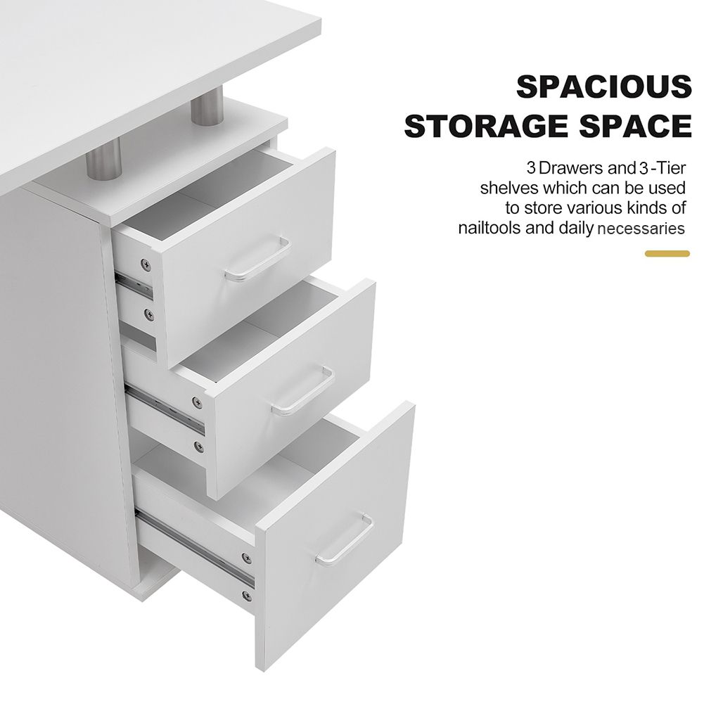 Living and Home Professional Mobile Manicure Table Nail Desk with Dust Collector image 3