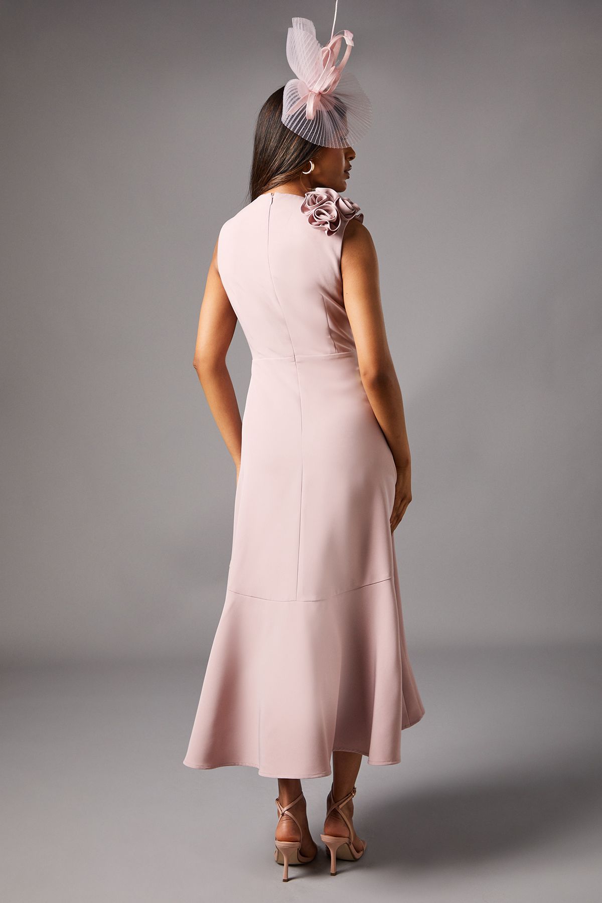 Coast Petite 3D Corsage High Low Dress Dusky Pink image 4