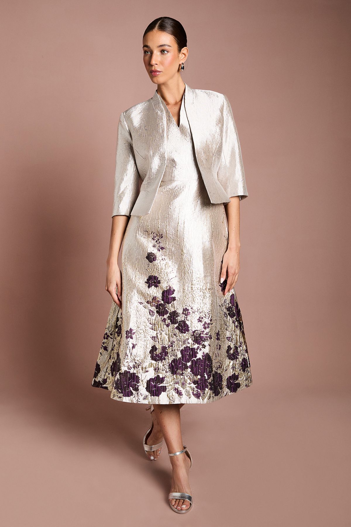 Coast Jacquard Peplum Jacket Golden