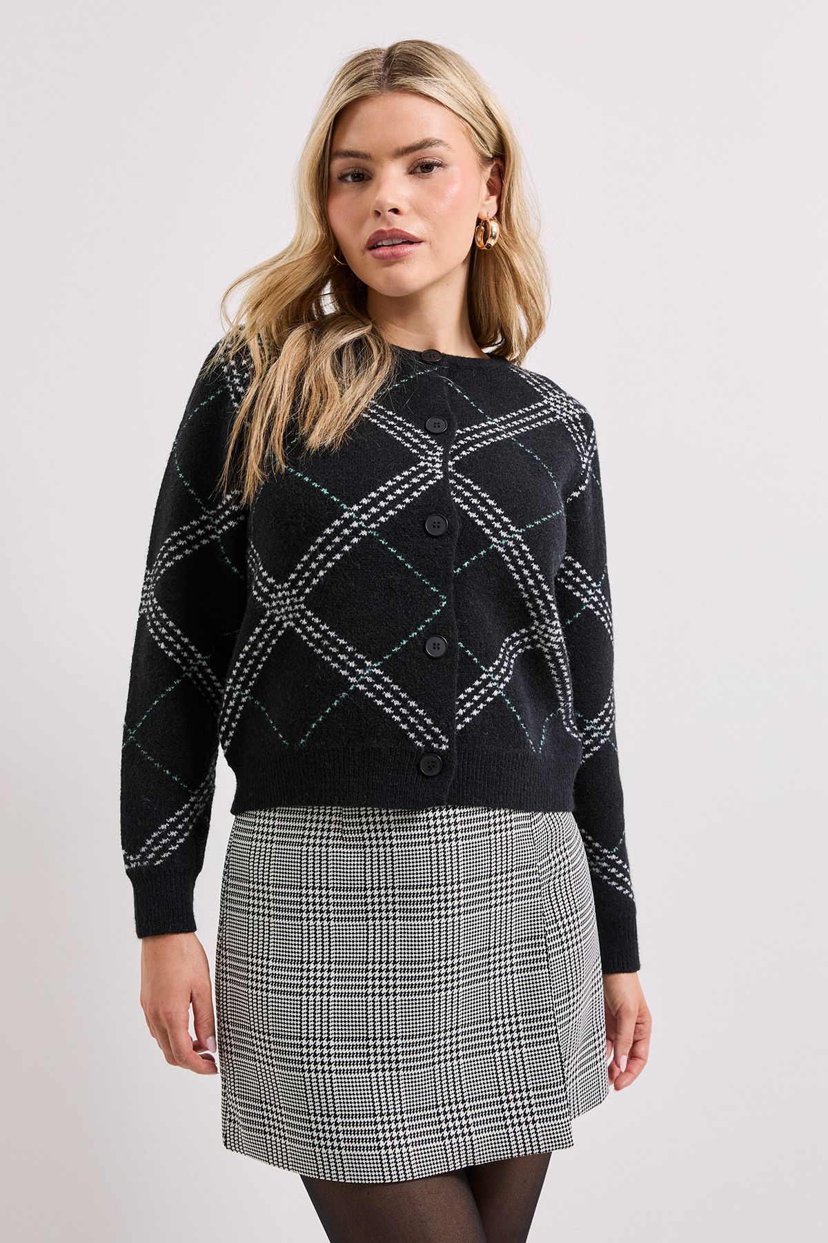 Dorothy Perkins Black Argyle Cardigan Black image 1