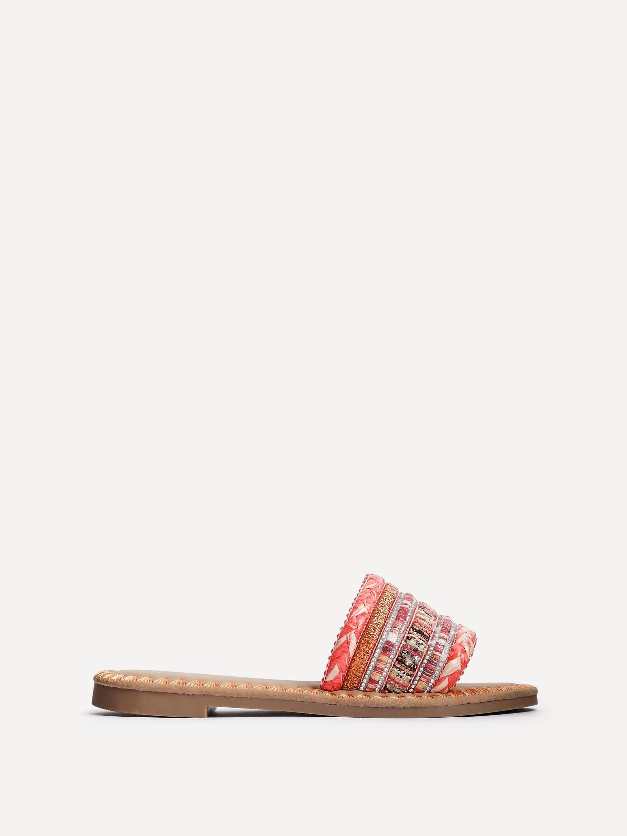 Linzi Carel Orange Woven Embellished Flat Sandals image 1