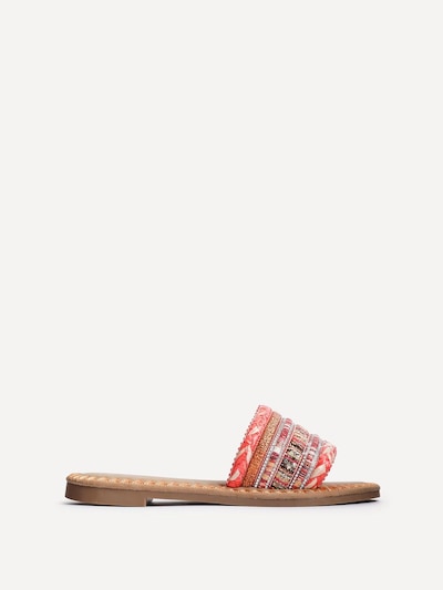 Linzi Carel Orange Woven Embellished Flat Sandals