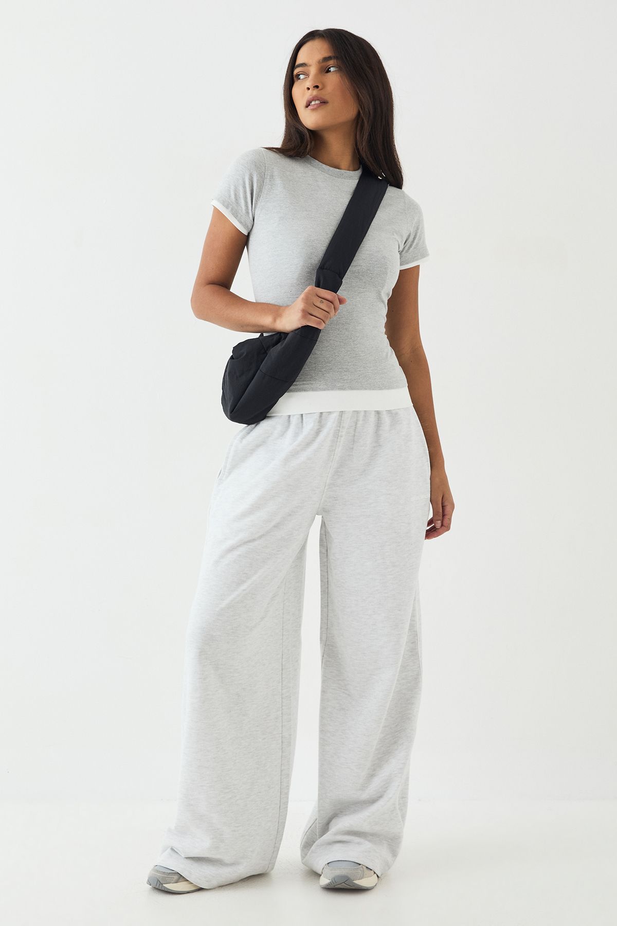 DSGN Studio DSGN Studio Contrast Short Sleeve Top Grey Marl image 3