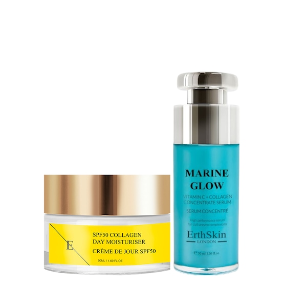 Erth Skin London Glow Duo: Marine Vitamin C Serum 30ml + SPF 50 Collagen Cream 50ml