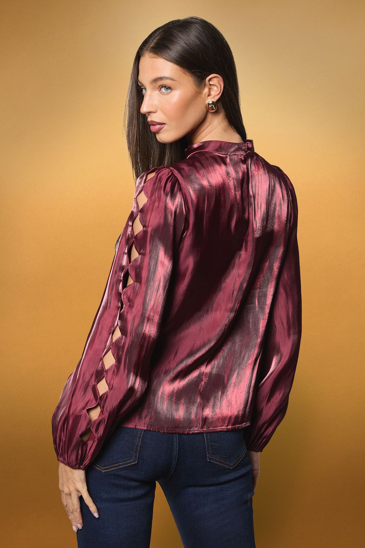 Coast Long Sleeve Cut Work Blouse Red image 3